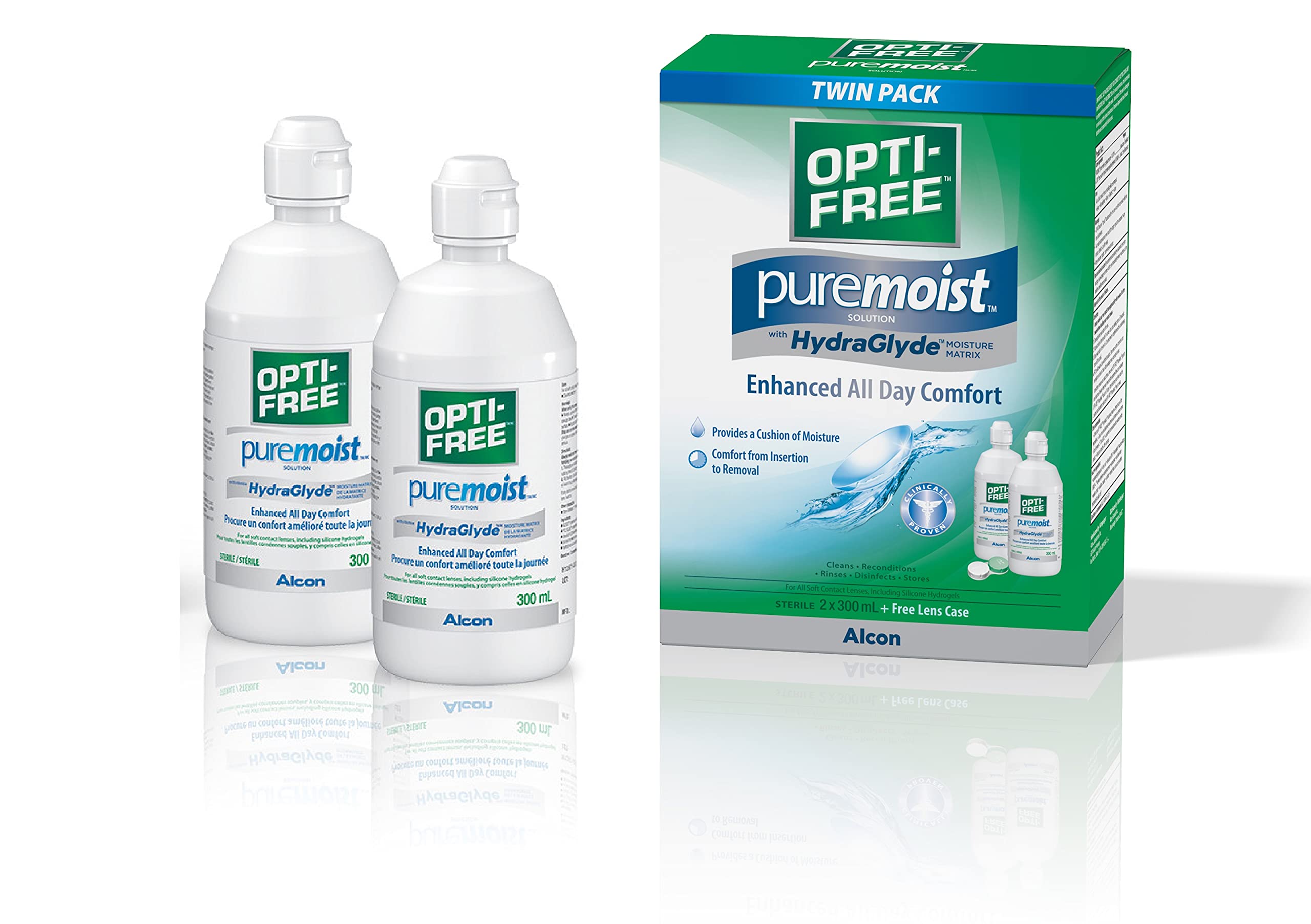 Opti-Free PureMoist with HydraGlyde Twin Pack, Multipurpose Contact Lens Solution, 2 x 300 ml 🍁 All In One Marketplace Canada