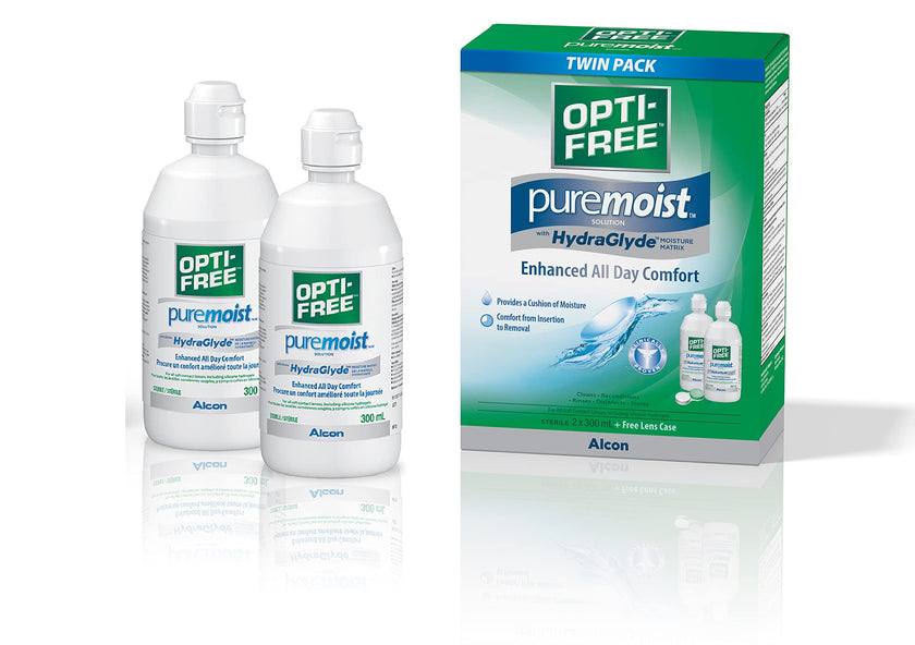 Opti-Free PureMoist with HydraGlyde Twin Pack, Multipurpose Contact Lens Solution, 2 x 300 ml 🍁 All In One Marketplace Canada