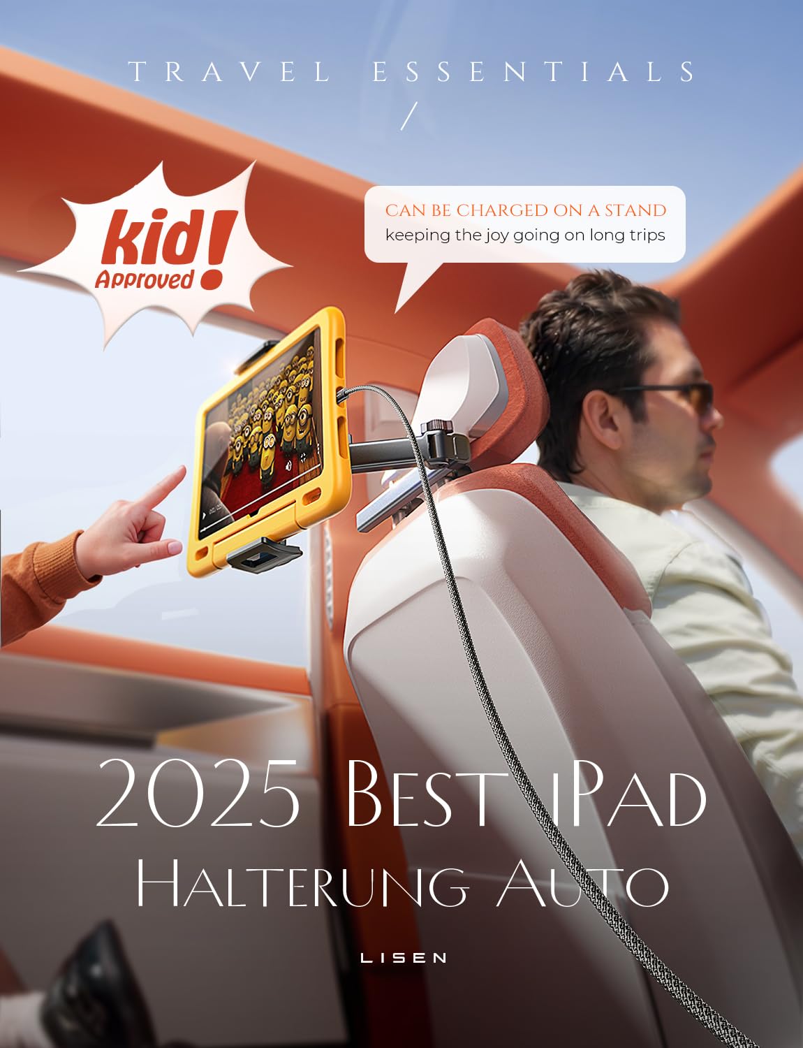 LISEN for iPad Tablet Holder for Car [3 in 1] Car Accessories iPad Holder Mount Back Seat for Car Headrest Video Kids Long Road Trip Car Essentials for 4.7-11