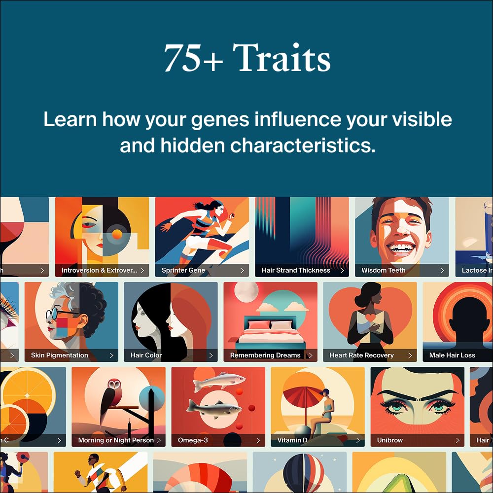 AncestryDNA + Traits Genetic Test Kit: Personalized Genetic Traits, DNA Ethnicity Test, Find Relatives, Family History, 2600 Regions, Ancestry Reports 🍁 All In One Marketplace Canada