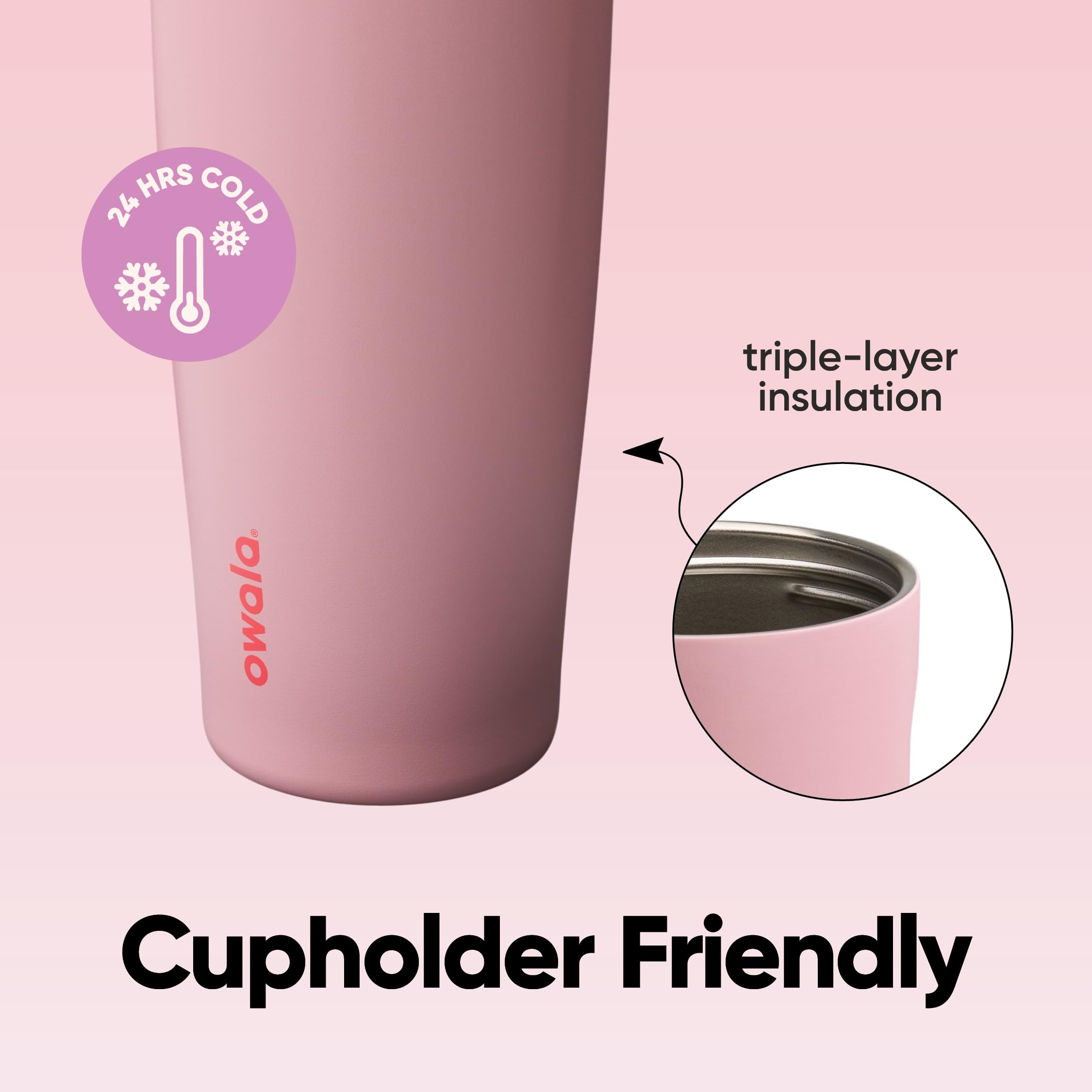 Owala FreeSip Sway Insulated Stainless Steel Water Bottle with Two-Way Spout, Built-In Straw and Bucket Handle, Made for Travel, School, and Sports, 40oz, BPA Free, Leak Proof, Angel Food Cake 🍁 All In One Marketplace Canada