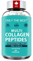 Premium Multi Collagen Peptides Capsules 3000mg - Types I, II, III, V, X To Support Skin, Hair, Nails & Bones - Helps Maintain Strong Joints, Ligaments, Muscles, & Digestive Health* - Hydrolyzed Collagen Supplement 180 Capsules