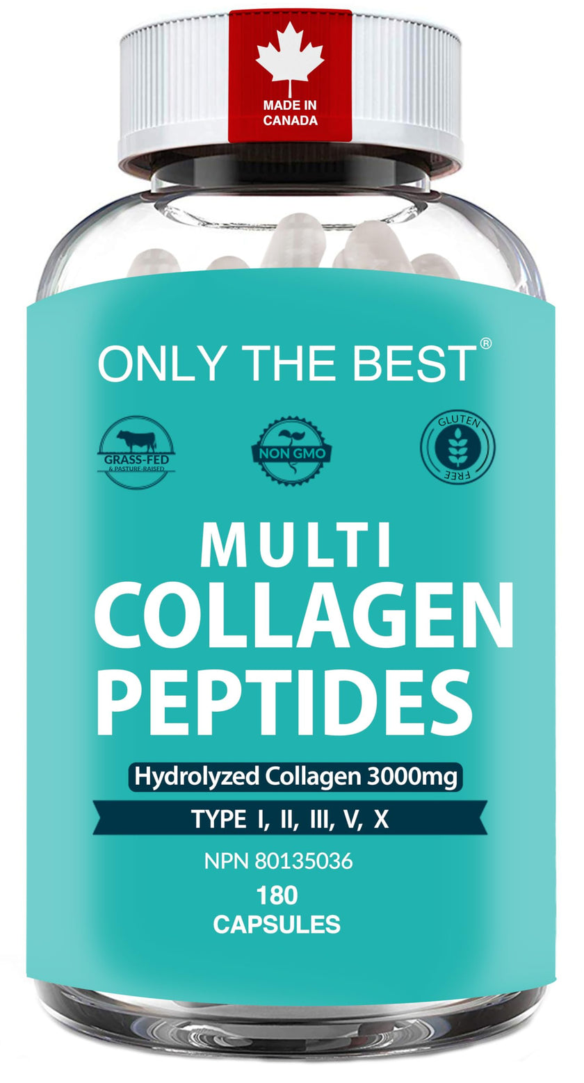 Premium Multi Collagen Peptides Capsules 3000mg - Types I, II, III, V, X To Support Skin, Hair, Nails & Bones - Helps Maintain Strong Joints, Ligaments, Muscles, & Digestive Health* - Hydrolyzed Collagen Supplement 180 Capsules