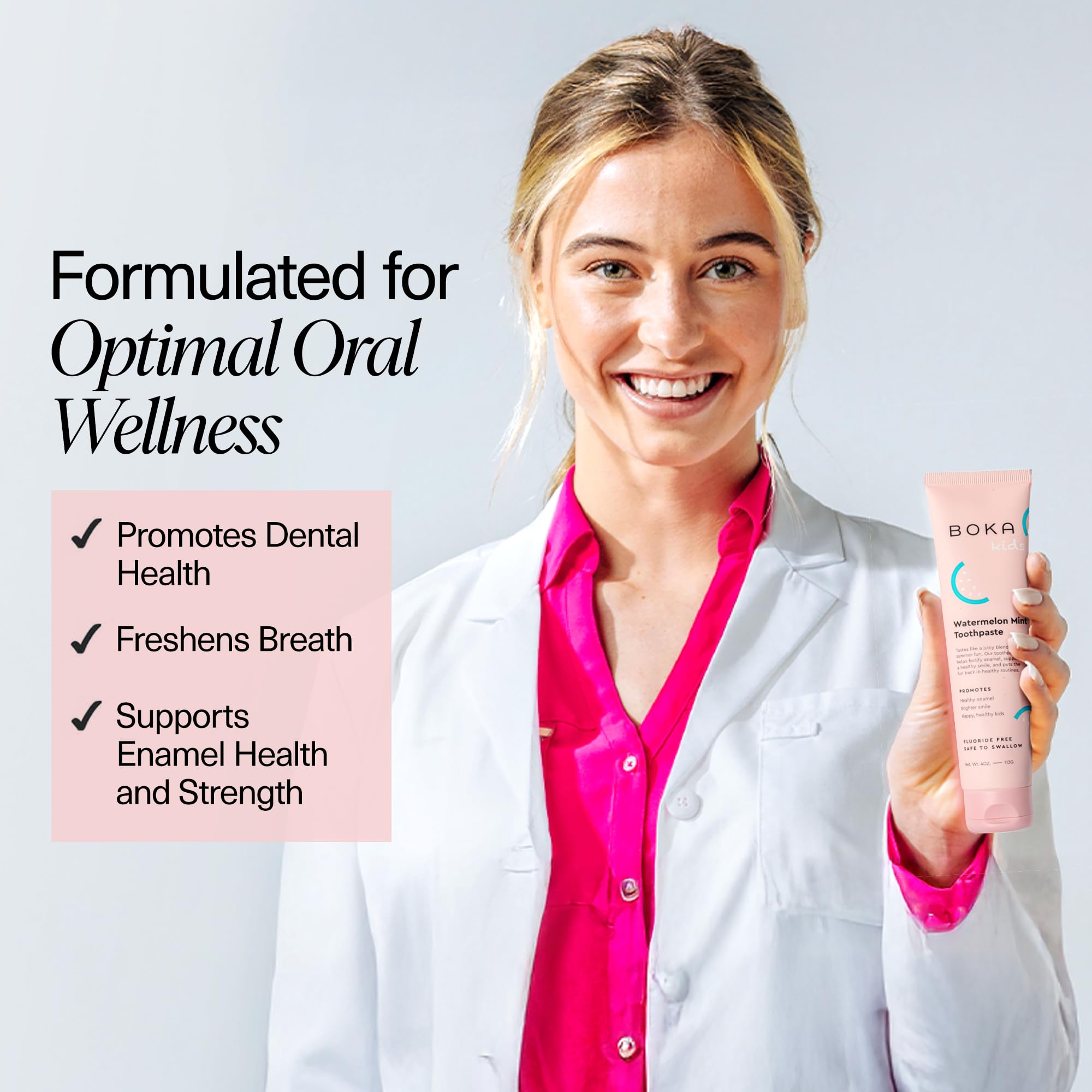 Boka Fluoride Free Toothpaste, Nano Hydroxyapatite, Training Toothpaste - Watermelon Mint Flavor, 4 Fl Oz (113g) 1Pk 🍁 All In One Marketplace Canada