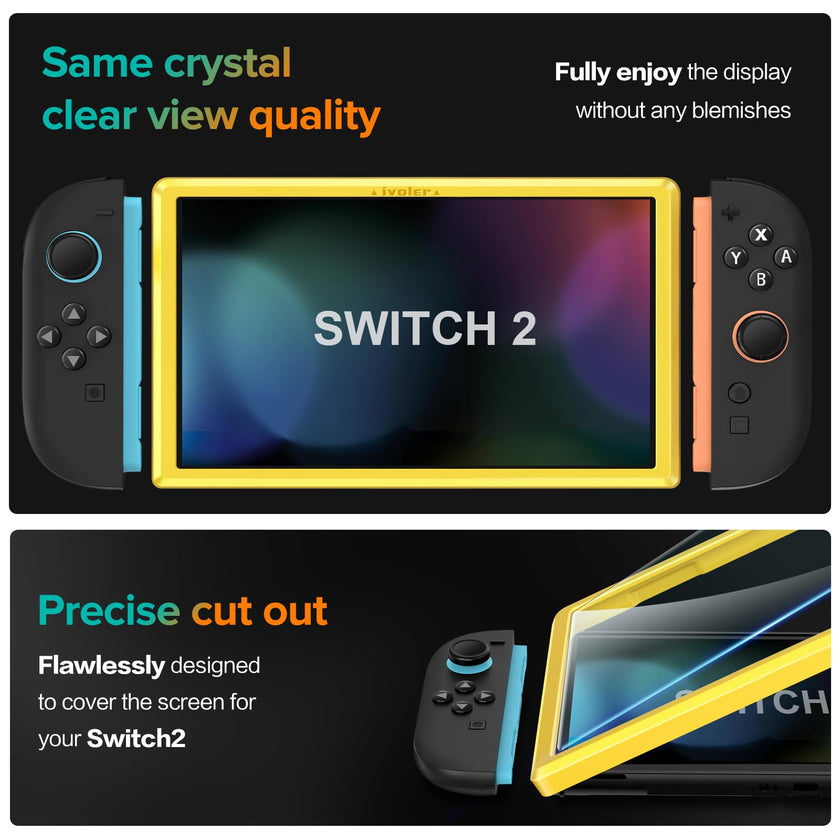 ivoler 4-Pack Screen Protector Tempered Glass for Nintendo Switch 2 Model 2025 with [Alignment Frame] Accessories Transparent HD Clear Anti-Scratch Screen Protector for Nintendo Switch 2, 7.9-Inch 🍁 All In One Marketplace Canada
