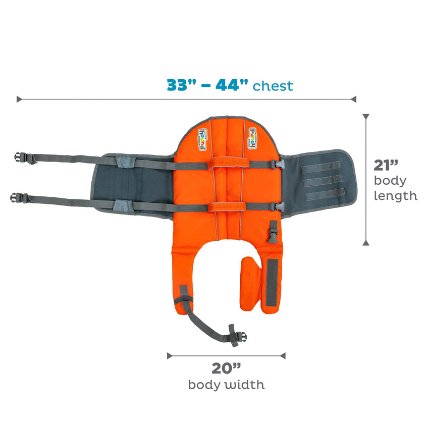 Outward Hound Granby Splash Dog Life Jacket with Handle, Reflective Floating Vest for Swimming & Boating, Maximum Buoyancy, All Skill Levels, Extra-Large Dogs (33–44