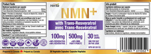 Herba NMN Supplement with Resveratrol – 500mg + 100mg | 100% Purity β-NMN & >99% Resveratrol | NAD Supplement Canada Made | NAD+ Precursor | 30 Capsules 🍁 All In One Marketplace Canada