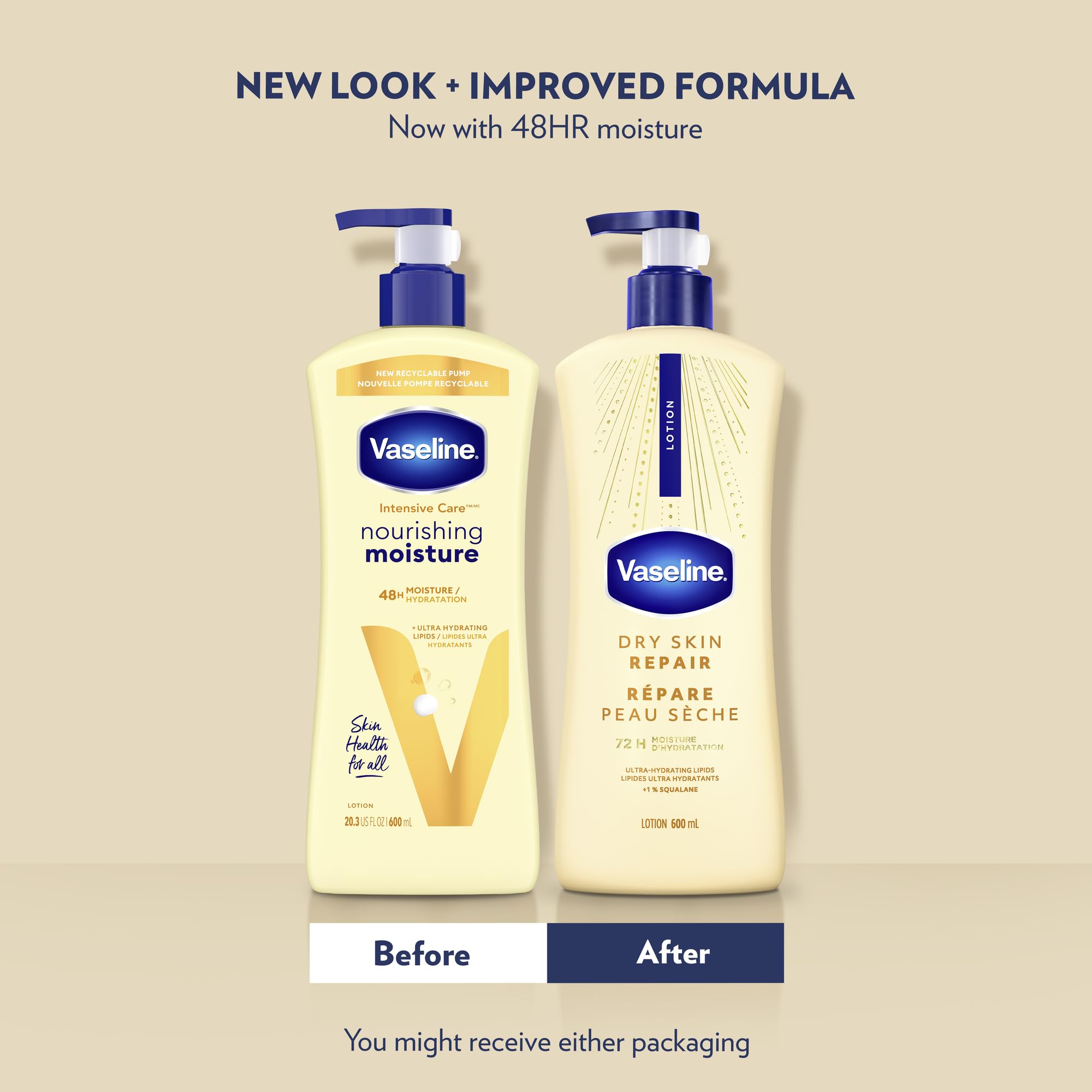 Vaseline Dry Skin Repair Lotion Ultra-Hydrating 72H Moisture, 600mL, 4-Pack 🍁 All In One Marketplace Canada