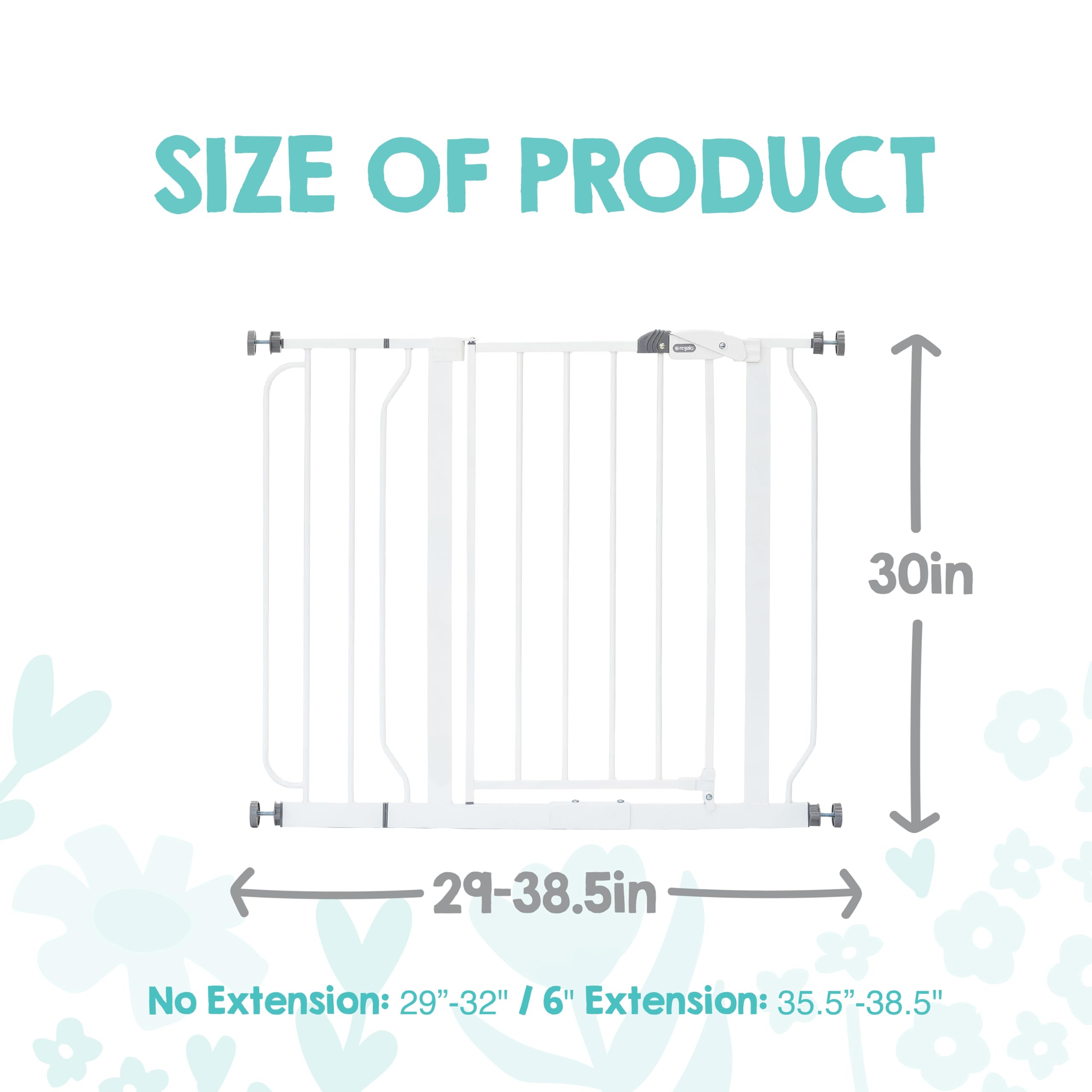 Regalo Easy Step 38.5-Inch (97.75cm) Extra Wide Baby Gate, Award Winning Brand, Includes 6-Inch (15.25cm) Extension Kit, 4 Pack Pressure Mount Kit and 4 Pack Wall Mount Kit 🍁 All In One Marketplace Canada