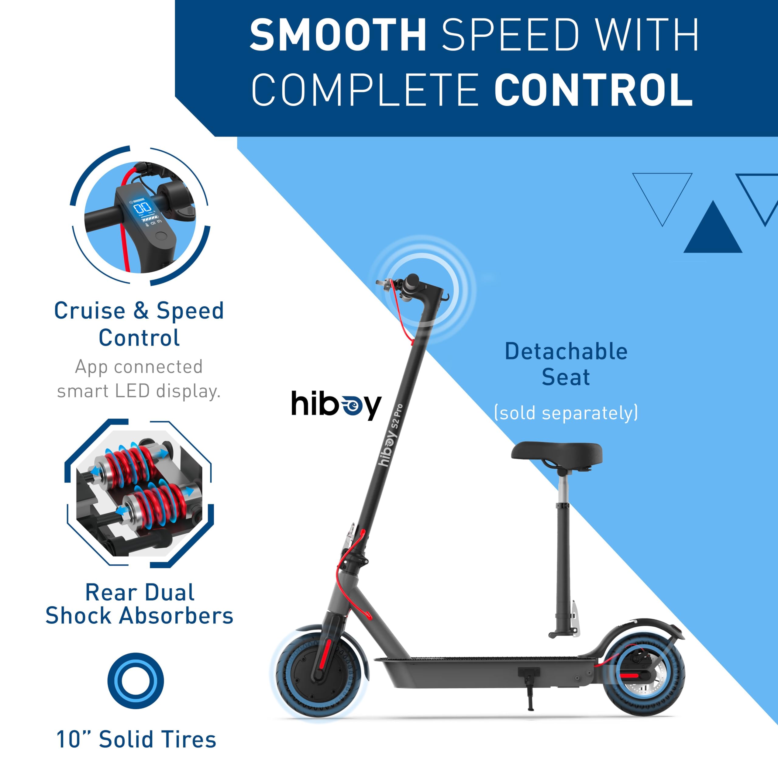 Hiboy S2 Pro Electric Scooter, 500W Powerful Motor, 10