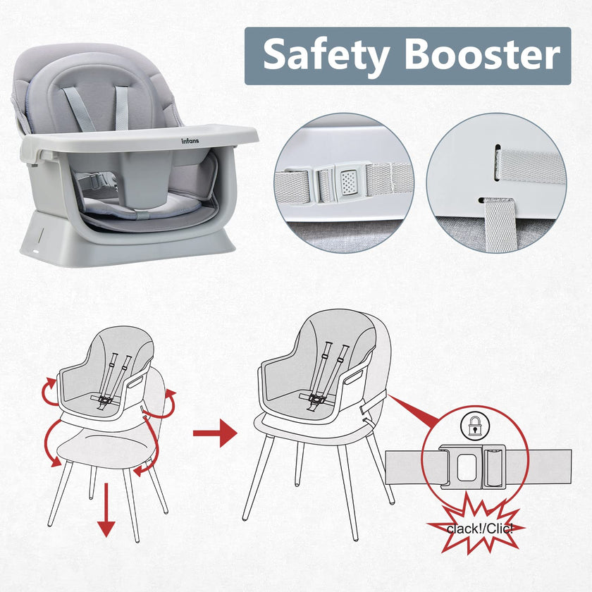 INFANS 8 in 1 Baby High Chair, Convertible Highchair for Babies and Toddlers, Infant Dining Booster Seat, Building Block Table, Kids Stool Table Chair Set with Removable Tray (Grey) 🍁 All In One Marketplace Canada