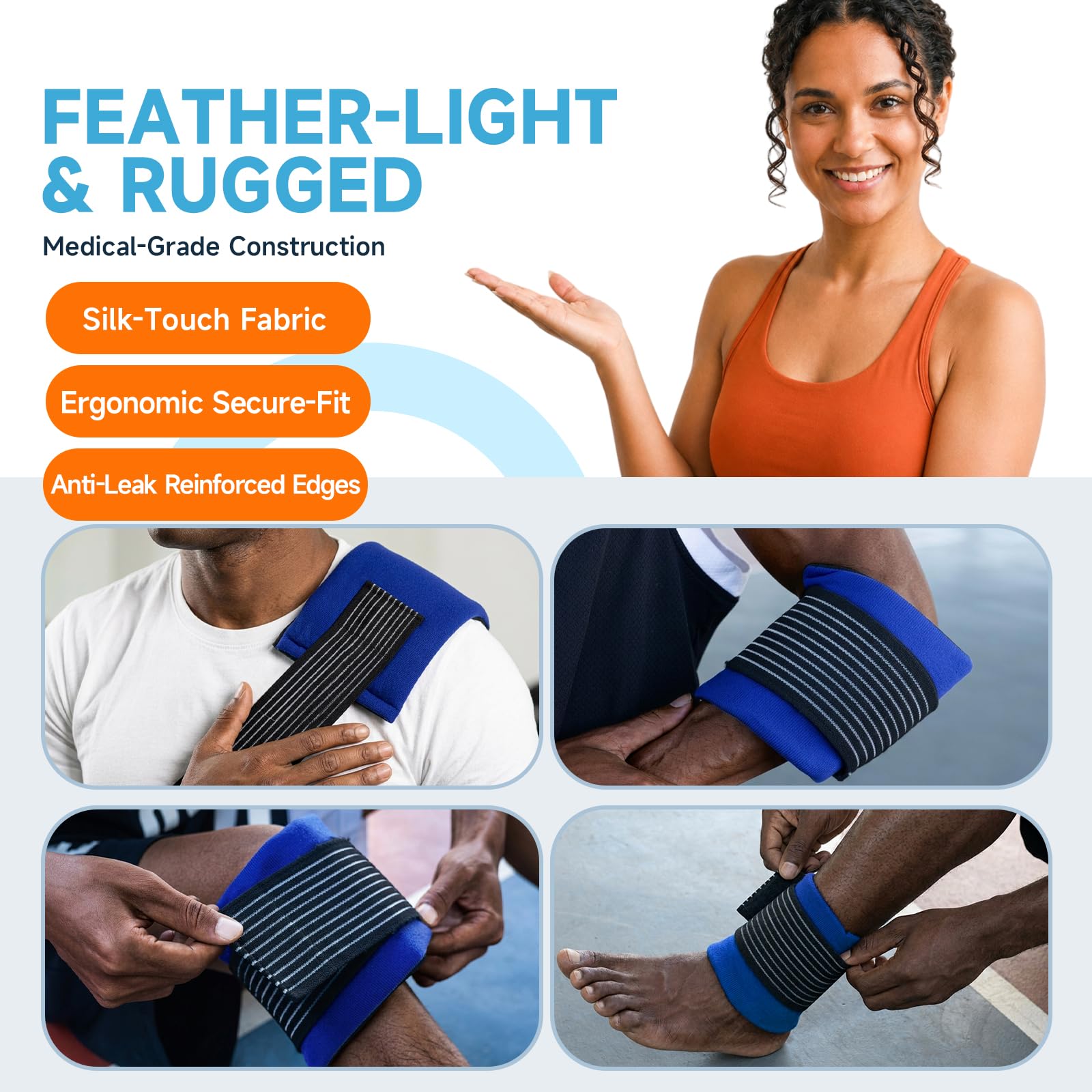 BICAREE Cold Gel Ice Packs Reusable for Injuries, Cold Compress - Relieves Muscle Pain, Sports Injury Recovery, Reduces Swellin (3-Piece Set) 🍁 All In One Marketplace Canada