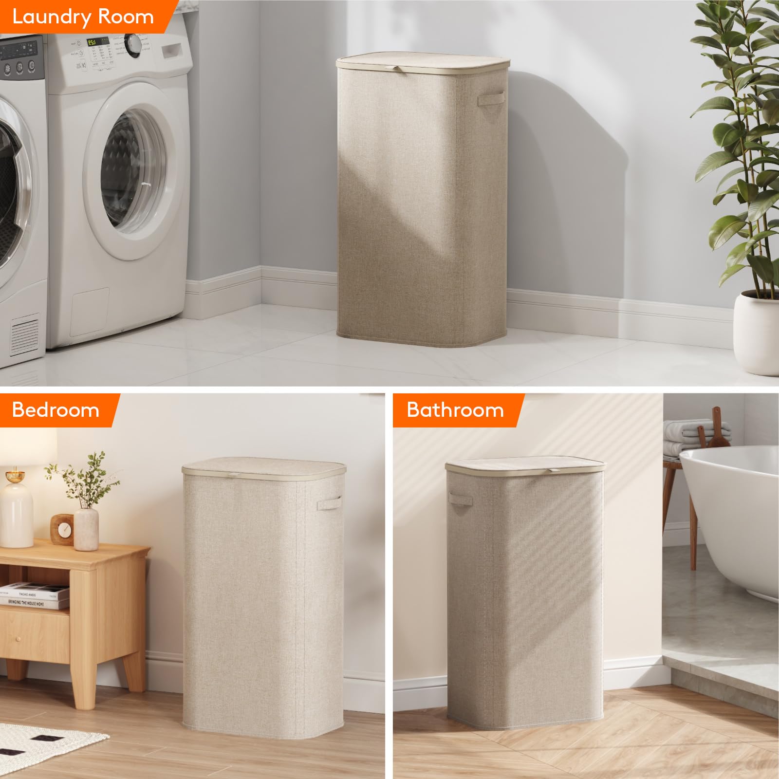 Lifewit 105L Laundry Basket with Lid, Large Laundry Hamper with Handles and Removable Bag, Collapsible Tall Dirty Clothes Hamper for Laundry Room, Bedroom, Bathroom, Dorm, Beige 🍁 All In One Marketplace Canada
