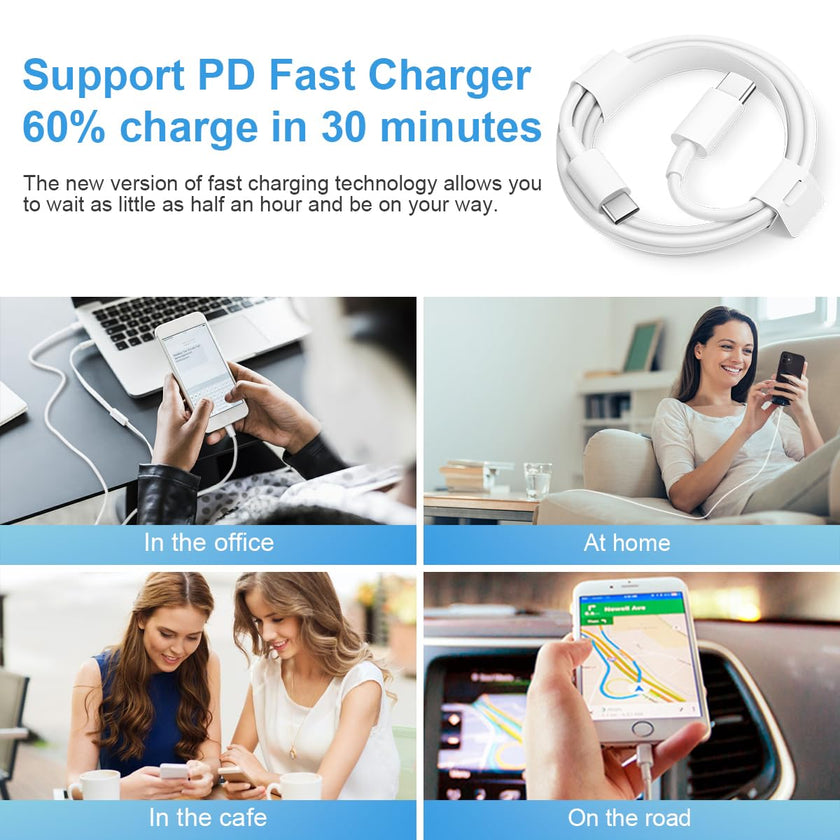 iPhone 16 15 Fast Charger [Apple MFi Certified] 3 Pack 20W USB C Wall Charger Block 6FT USB C to C Charger Cable Compatible with iPhone 16/iPhone 15/iPro/Pro Max,Pad Pro,Pad Mini/Air4 Phones 🍁 All In One Marketplace Canada