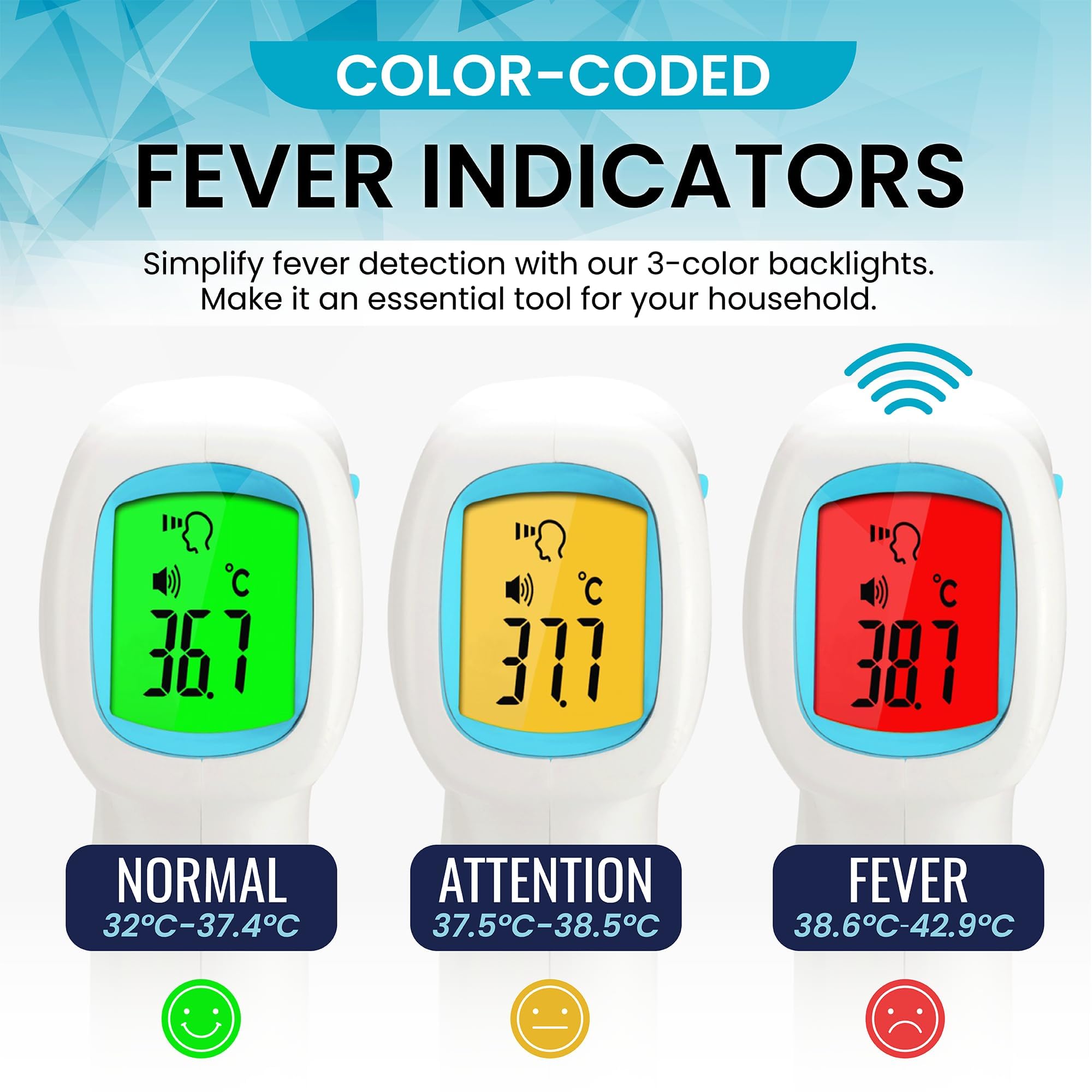 ByFloProducts Forehead Thermometer, Non Touch Digital Thermometer for Adult and Baby, Digital Infrared Thermometer, Fast and Accurate Reading with Fever Alarm, Blue 🍁 All In One Marketplace Canada