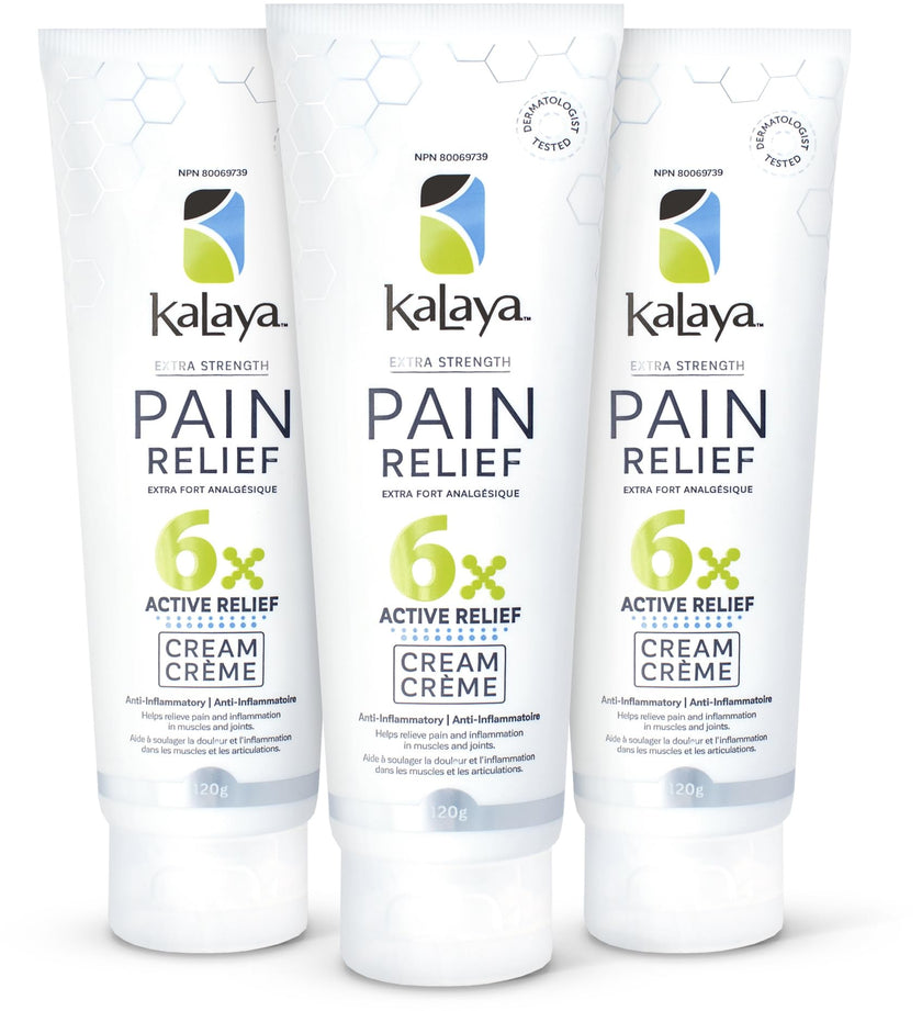 KaLaya 6X Extra Strength Pain Relief Cream with Arnica for Arthritis, Joint, Muscle, Back, Neck, Shoulder, Hand and Knee Pain- Medically formulated with 6 Natural Active, Pain Blocking & Anti inflammatory Ingredients (120g - Pack of 3)