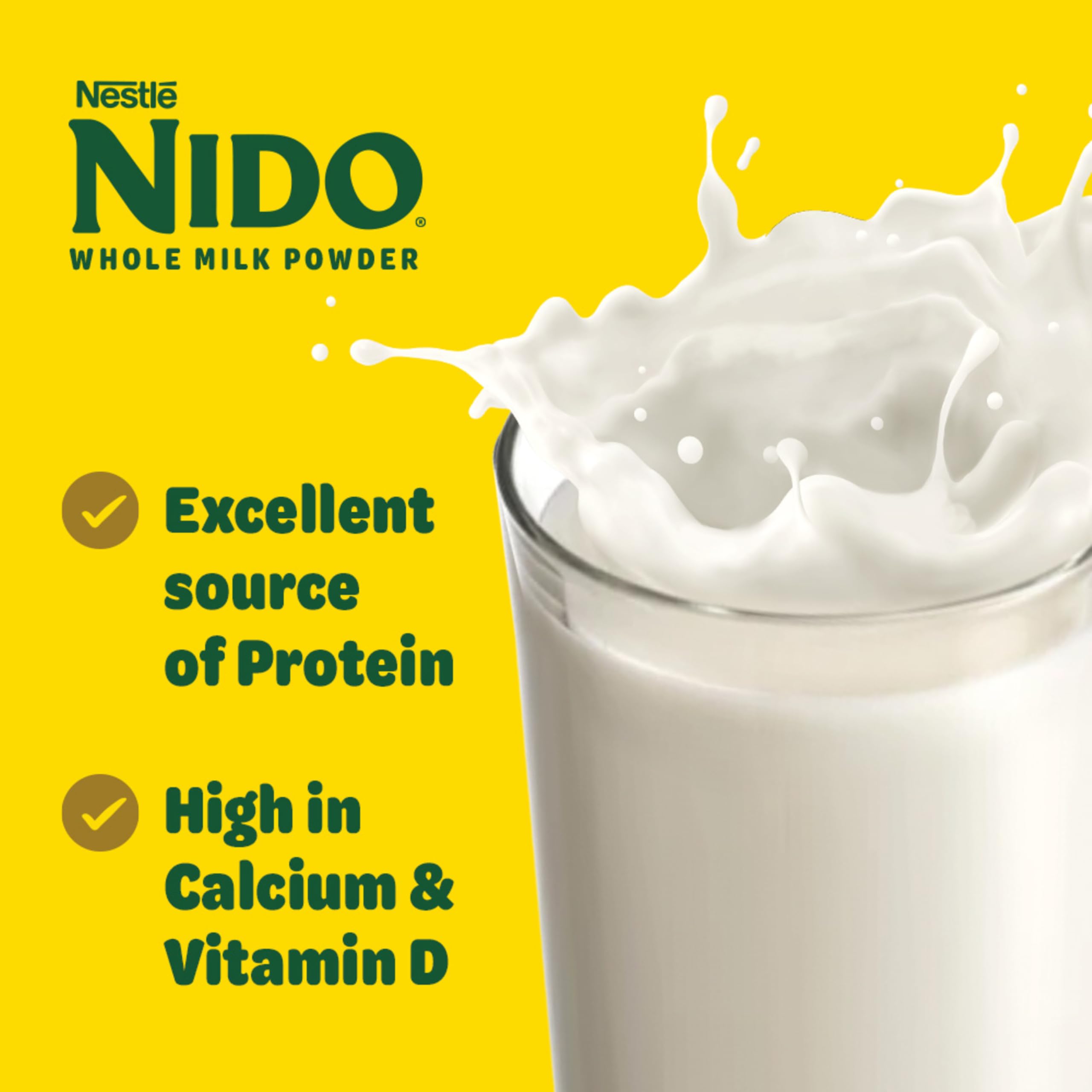 NIDO Whole Milk Powder, Rich & Creamy Powdered Milk, High in Calcium & Vitamin D, Source of Protein, No Artificial Colours or Flavours, No Added Sweeteners, 800 g 🍁 All In One Marketplace Canada