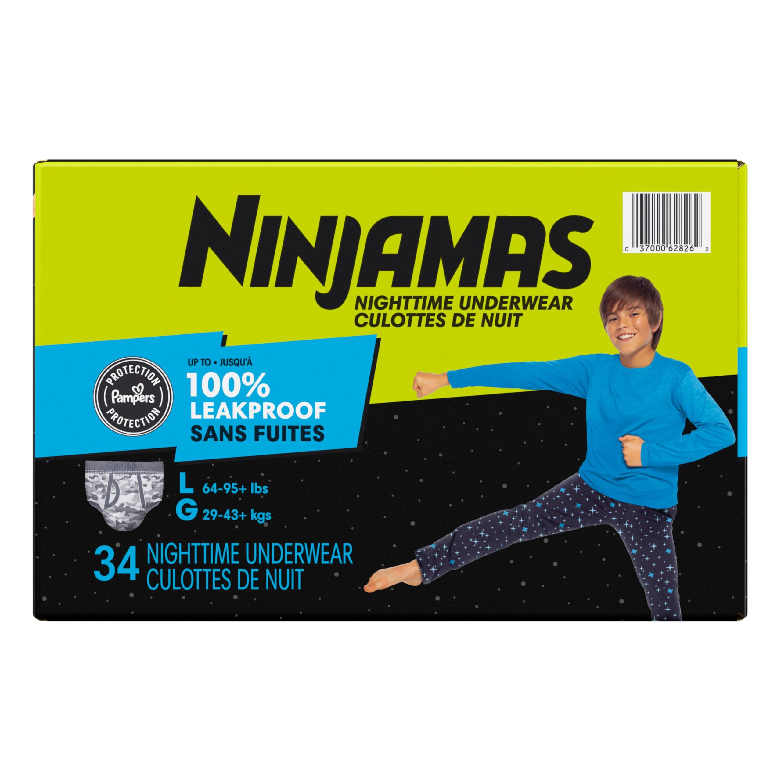 Ninjamas Pampers Nighttime Bedwetting Underwear Boys Size L (29-43+ kg) 34 Count (Packaging & Prints May Vary) 🍁 All In One Marketplace Canada