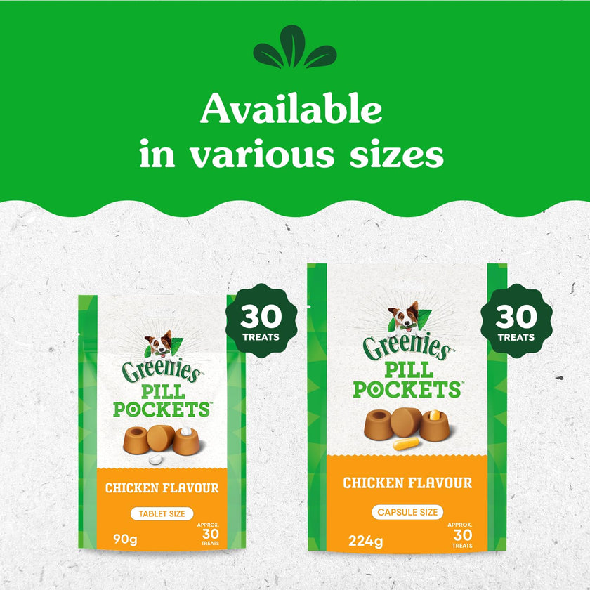 GREENIES Pill Pockets Capsule Size Natural Soft Dog Treats Chicken Flavor, (60 Treats) 15.8oz. Pack 🍁 All In One Marketplace Canada