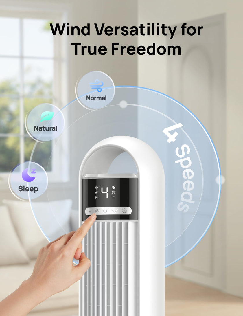 DREO Tower Fan for Bedroom, 90° Oscillating Standing Fans for Room with 4 Speeds, 3 Modes, 28dB Quiet for Sleep, 25ft/s Velocity, 8H Timer, Remote, Living Room, Office, Home, Black, TF117 🍁 All In One Marketplace Canada