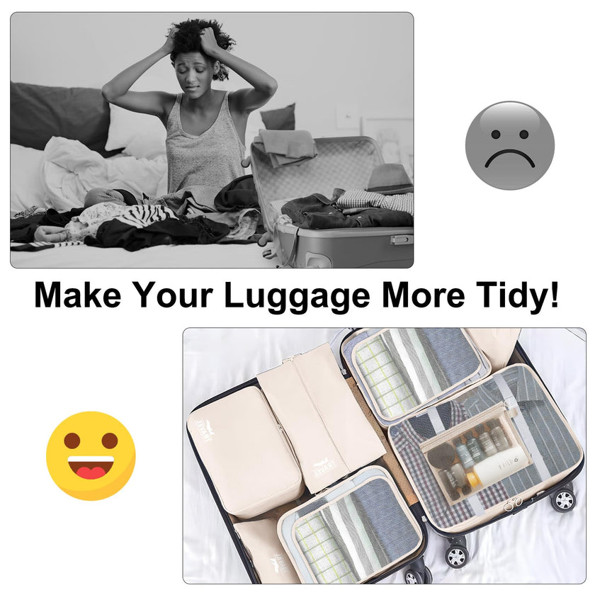 10 Set Packing Cubes for Suitcases, Packing Cubes Travel Essentials Organizer Bags, Travel Organizers (Beige) 🍁 All In One Marketplace Canada