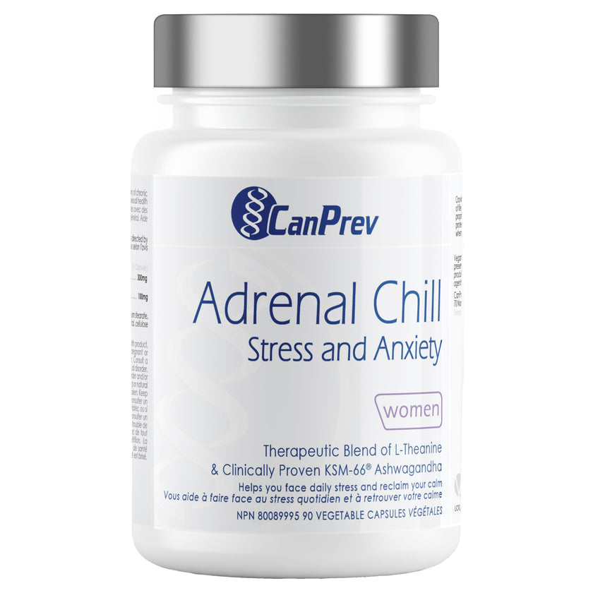 CanPrev Adrenal Chill Women, 90 Veg Capsules, 45-Day Supply with 300mg KSM-66 Ashwagandha & L-Theanine for Calm Focus & Relaxation, Non-GMO, Made in Canada 🍁 All In One Marketplace Canada