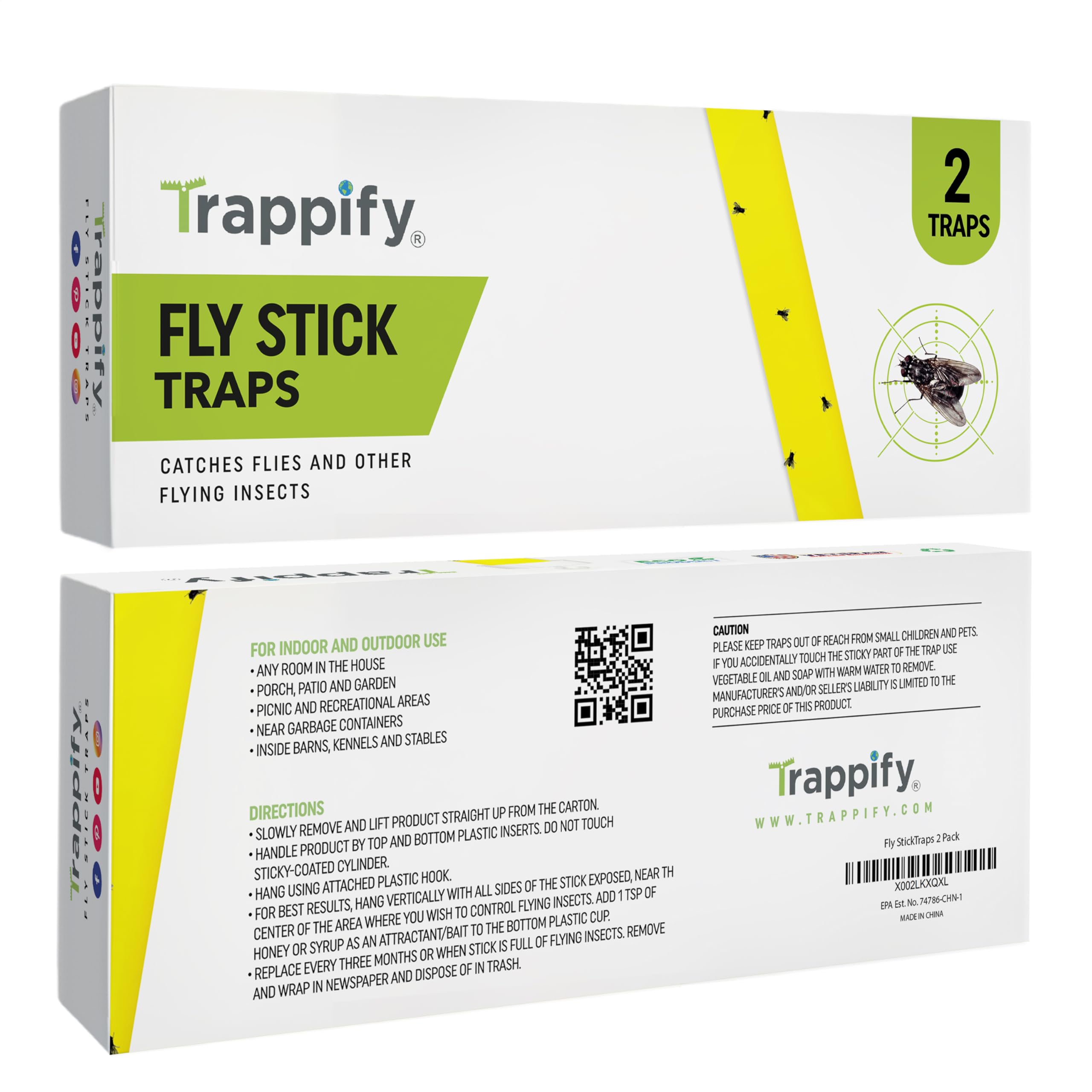 Trappify Hanging Fly Traps Outdoor: Fruit Fly Traps for Indoors | Fly Catcher, Gnat, Mosquito, & Flying Insect Catchers for Inside Home - Disposable Sticky Fly Trap for Indoor House Pest Control (2) 🍁 All In One Marketplace Canada