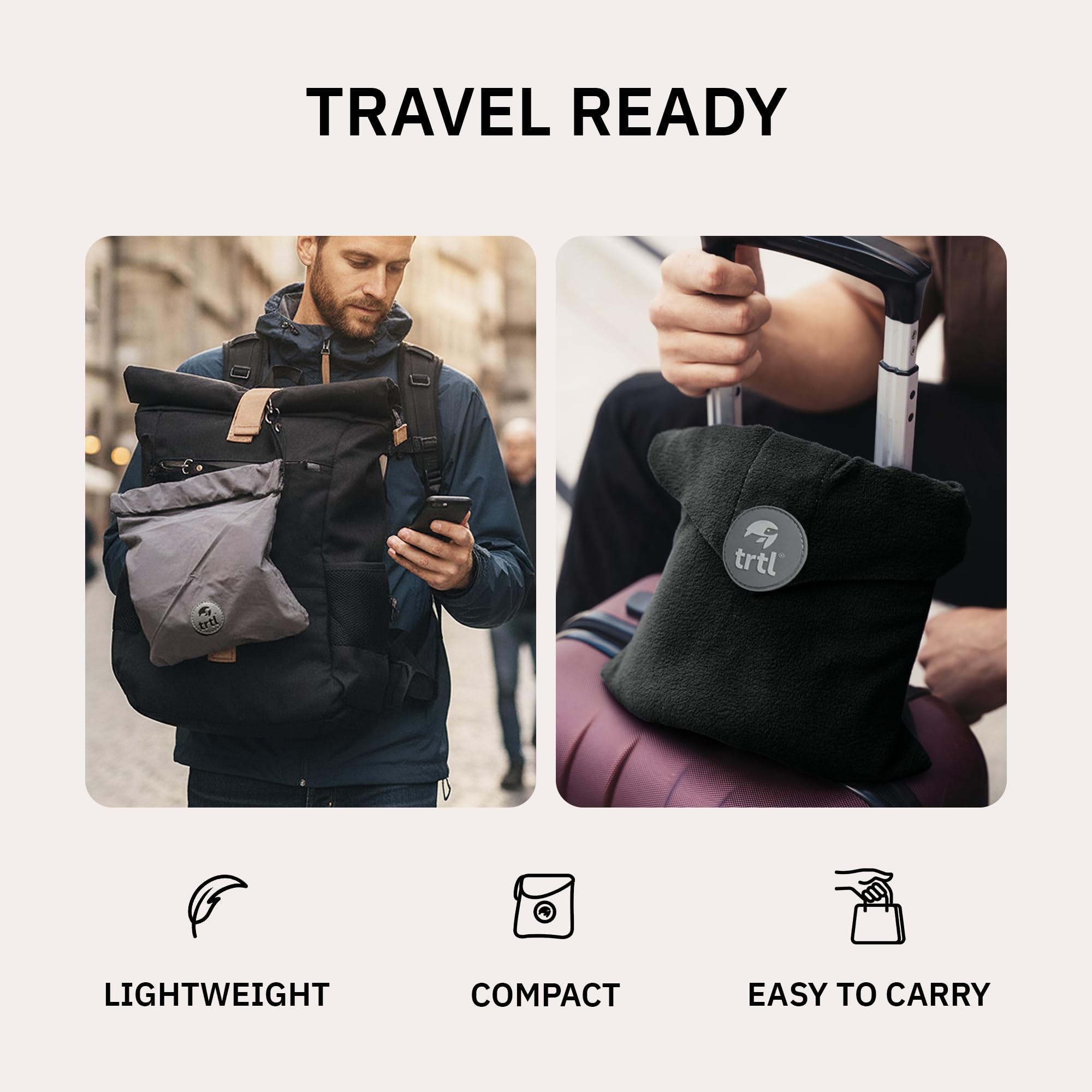 trtl Travel Pillow - Airplane Pillow for Neck and Shoulder Support - Soft, Lightweight, Machine-Washable Travel Pillows for Airplanes - Black 🍁 All In One Marketplace Canada