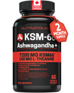 Nutratology® Ashwagandha KSM-66 7200MG + L-Theanine 100MG - Made In Canada | Stress Relief Supplements - Relaxation & Mood Support - Formulated With Bioperine For Enhanced Absorption - 60 Capsules 🍁 All In One Marketplace Canada