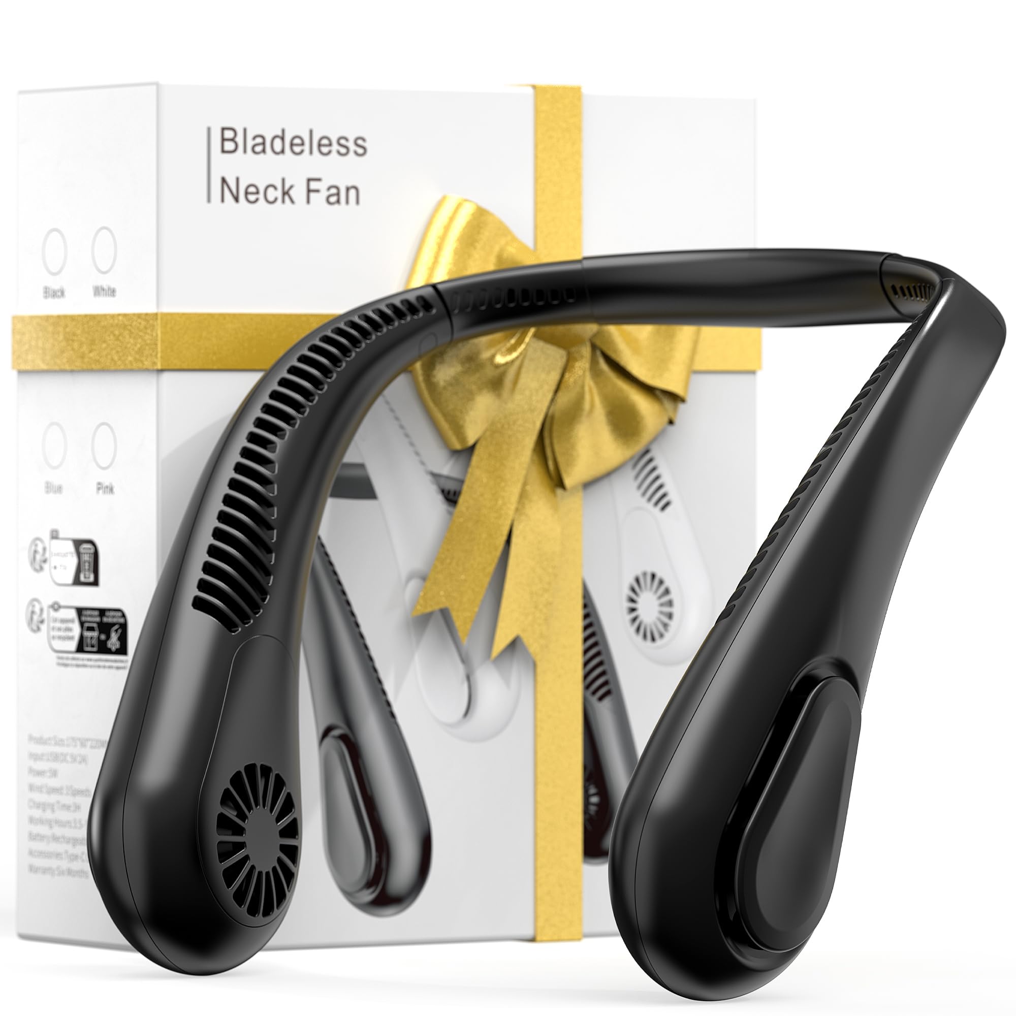 AMACOOL Bladeless Neck Fan Portable Personal Fan 5000mAh Rechargeable Battery Operated Wearable Fan for Women Men Outdoor Sport Travel Patio Garden Work Home Kitchen 🍁 All In One Marketplace Canada