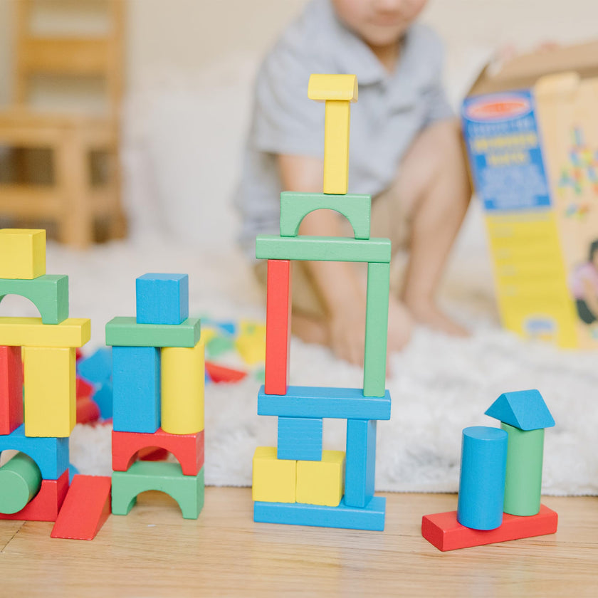 Melissa & Doug 100 Wooden Building Blocks with Storage Box 🍁 All In One Marketplace Canada