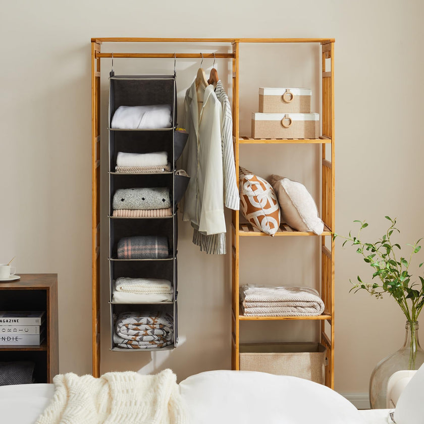 YOUDENOVA Hanging Closet Organizers and Storage, 6-Shelf Closet Hanging Storage Shelves, Grey 🍁 All In One Marketplace Canada