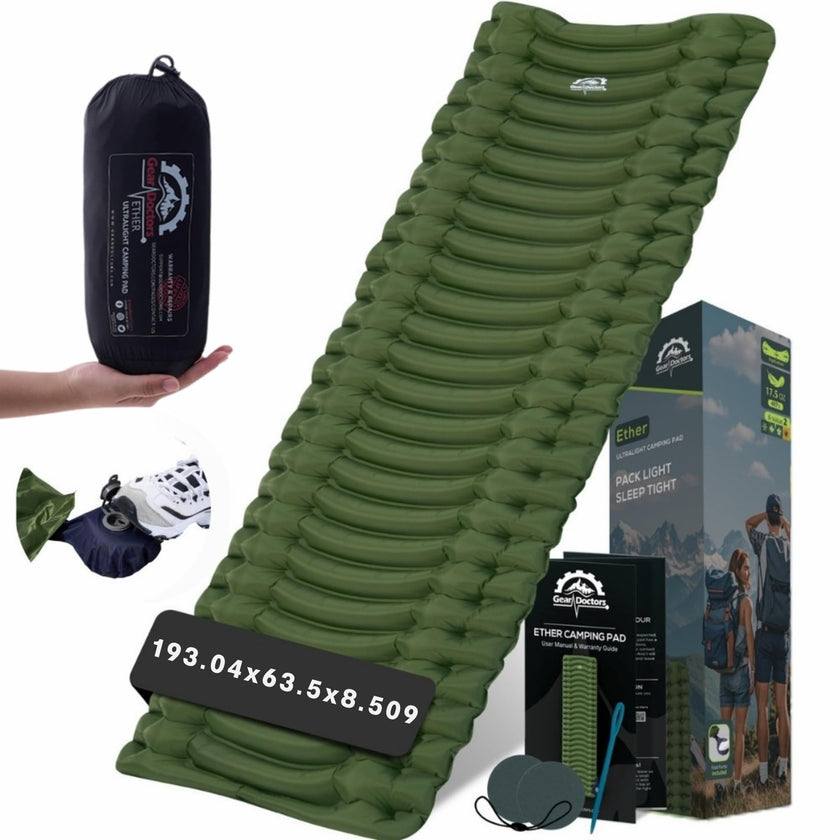 GEAR DOCTORS ® [500g] Ultralight Ether Camping Mattress Sleeping pad air Mattress Camping Sleeping pad Camp mat, matelas gonflable, Portable 🍁 All In One Marketplace Canada