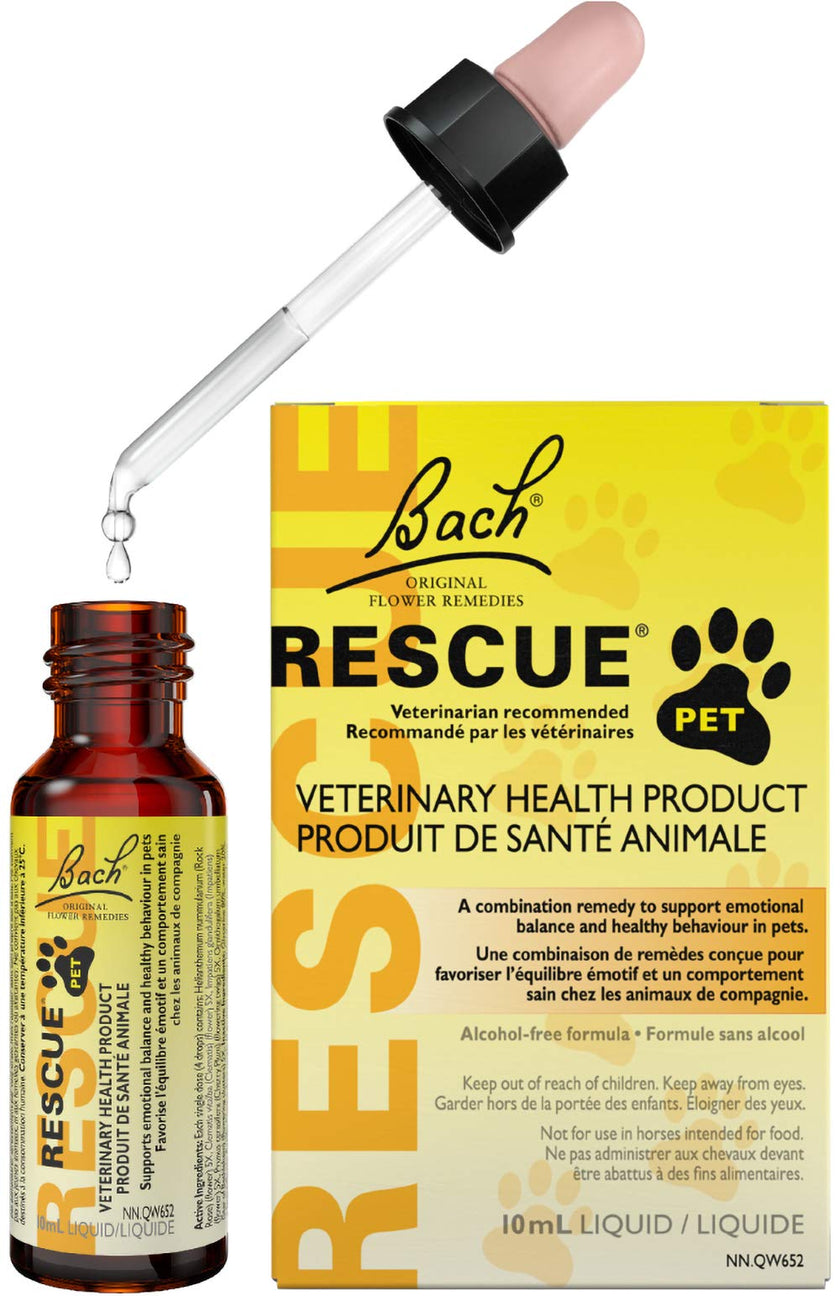 Bach RESCUE PET Dropper 10mL, For Dogs, Cats, and Pet Horses, Natural Flower Essence, Thunder, Fireworks and Travel 🍁 All In One Marketplace Canada