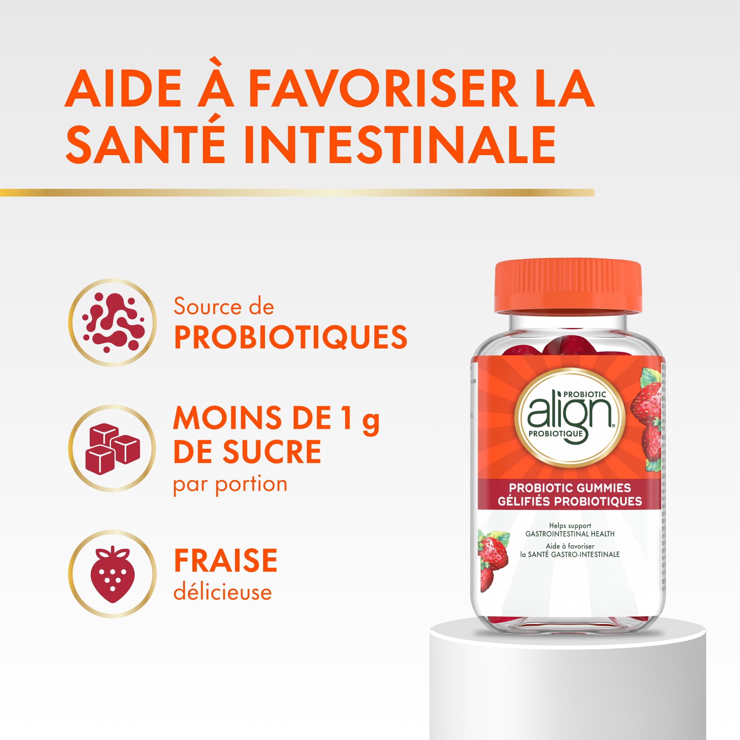 Align Probiotic Gummies for Women & Men, Helps Support Gastrointestinal Health, Made With Naturally Sourced Fruit Flavors, Strawberry Flavour, 60 Gummies 🍁 All In One Marketplace Canada