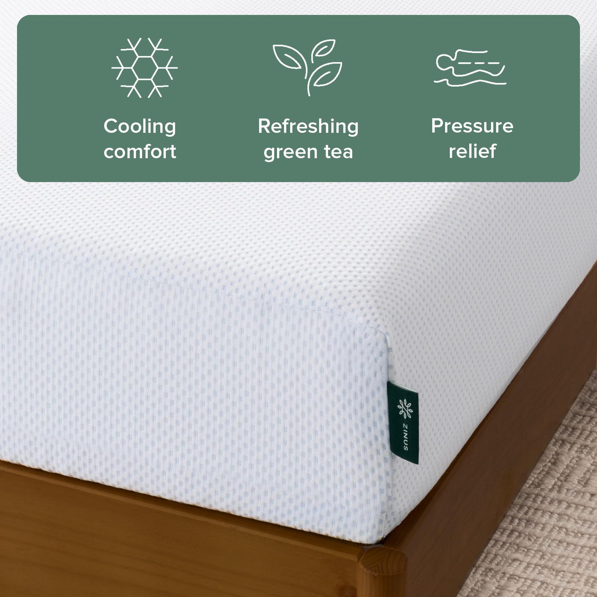 Zinus Twin Mattress - 6 Inch Green Tea Cooling Gel Memory Foam Mattress, Pressure Relief, for Cool Sleep, CertiPUR-US Certified Foam, Mattress in a Box, 10-Year Warranty, Twin Size 🍁 All In One Marketplace Canada