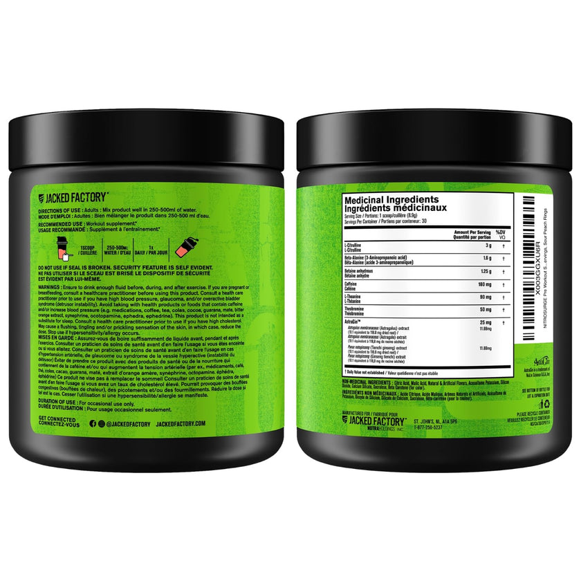 NITROSURGE Pre Workout Supplement - Endless Energy, Instant Strength Gains, Clear Focus, Intense Pumps - Nitric Oxide Booster & Preworkout Powder with Beta Alanine - 30 Servings, Sour Peach Rings 🍁 All In One Marketplace Canada