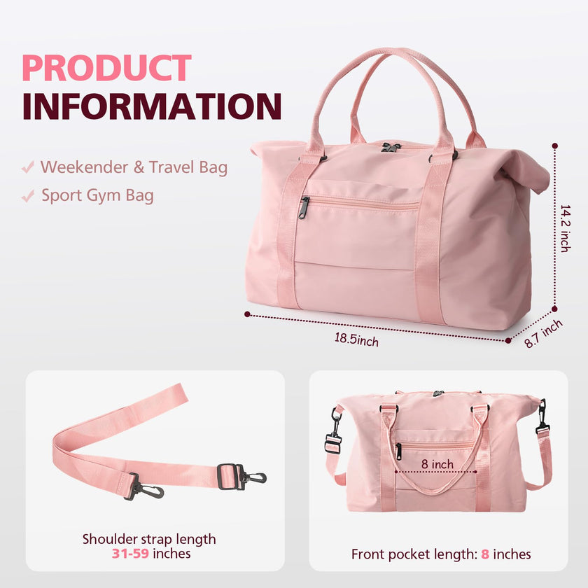 EASYFUN Travel Duffle Bag, Waterproof Weekender Carry On Tote Bags for Women, Men, Hospital Bag, Overnight Bag Luggage with Trolley Sleeve 🍁 All In One Marketplace Canada