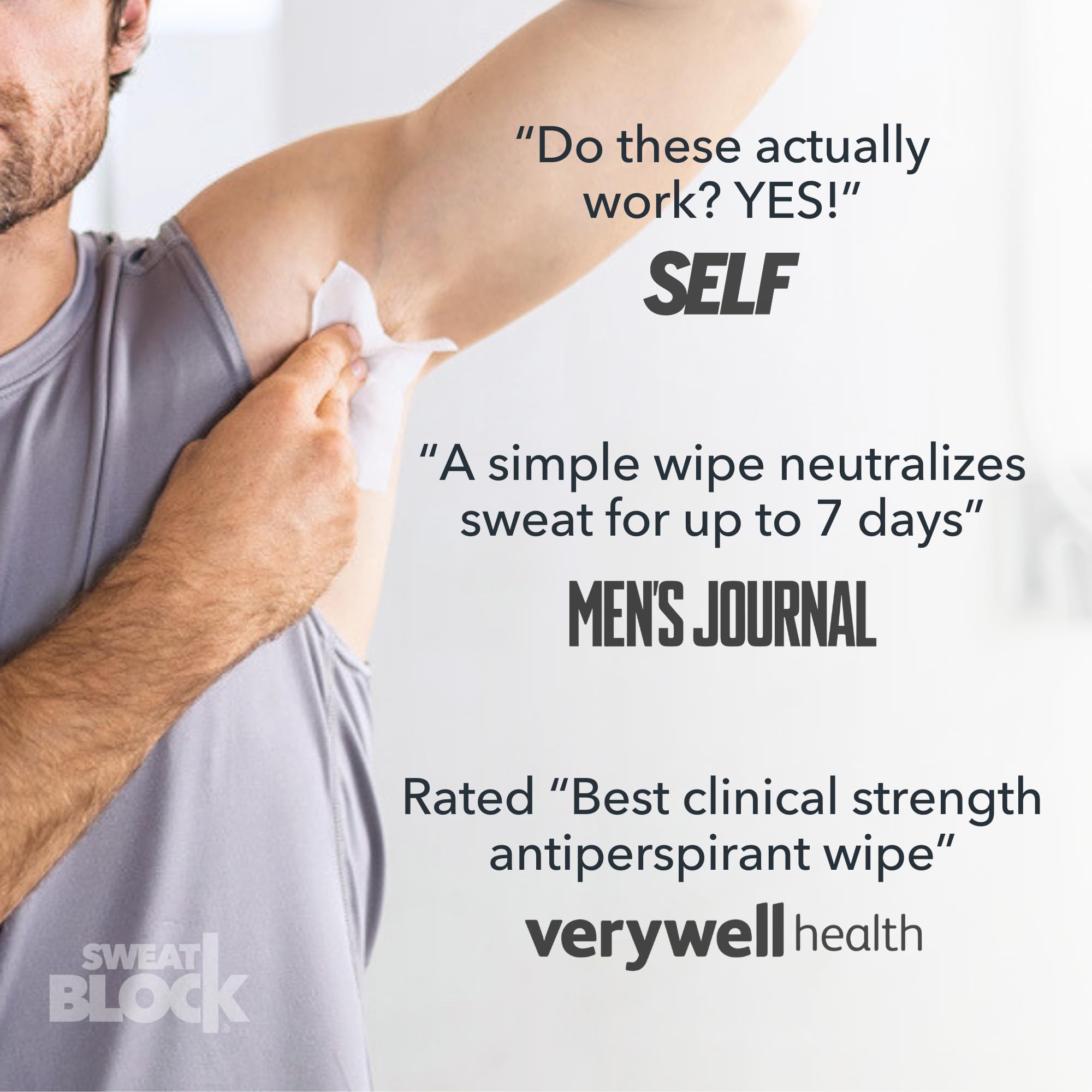 SweatBlock Clinical Strength Antiperspirant Wipes- Treat Hyperhidrosis & Excessive Sweating - Up to 7 Days Protection Per Wipe - 10 count - Unisex 🍁 All In One Marketplace Canada