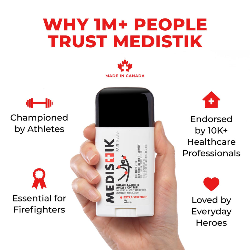 MEDISTIK Extra Strength Pain Relief Stick. Long Lasting Topical Pain Reliever for Backache, Arthritis Muscle & Joint Pain, 58g, Pack of 2 🍁 All In One Marketplace Canada