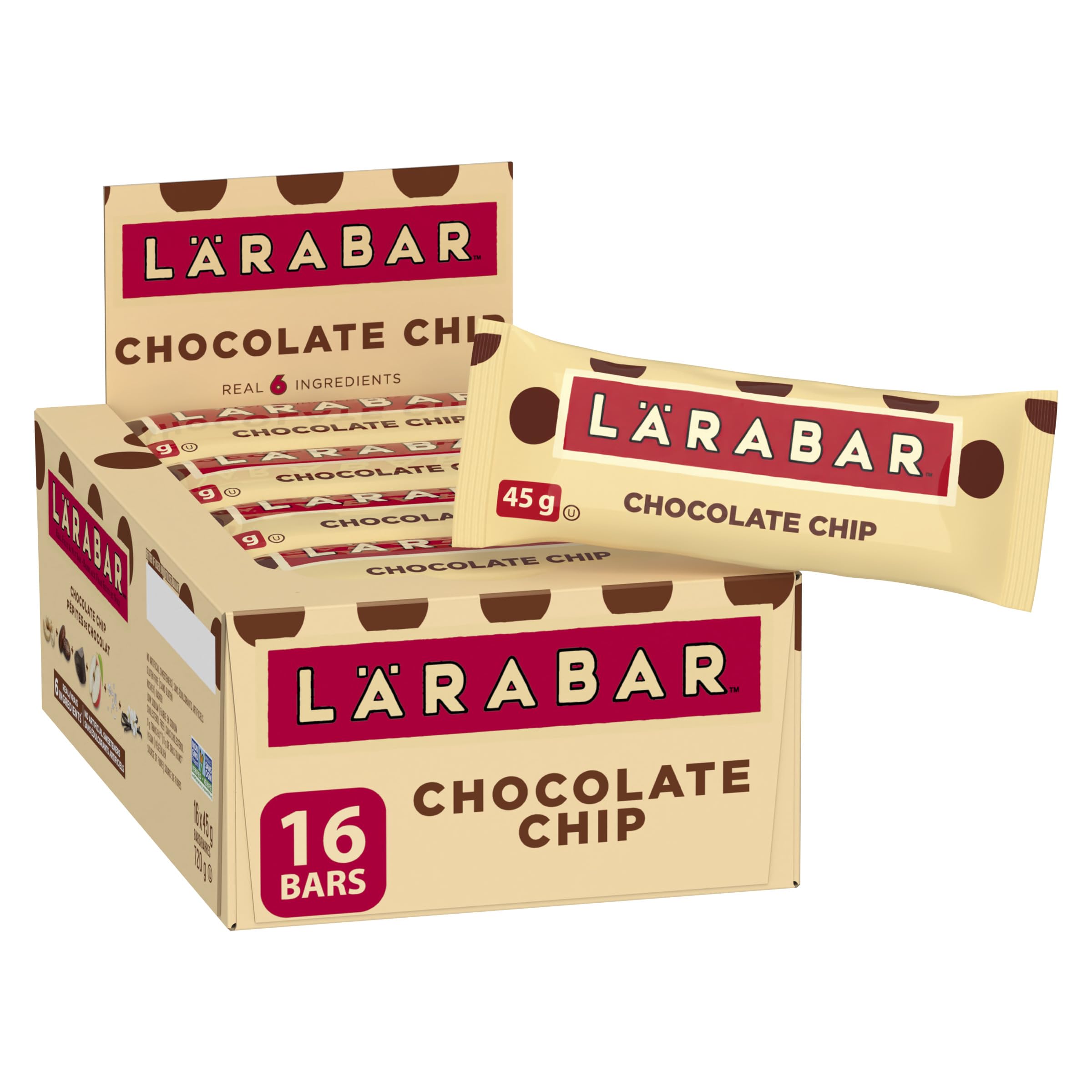 LÄRABAR Chocolate Chip, Fruit and Nut Energy Bar, Pack of 16 Bars, Gluten Free, Vegan, Family Pack, Snack Bars, 720 Grams Package 🍁 All In One Marketplace Canada