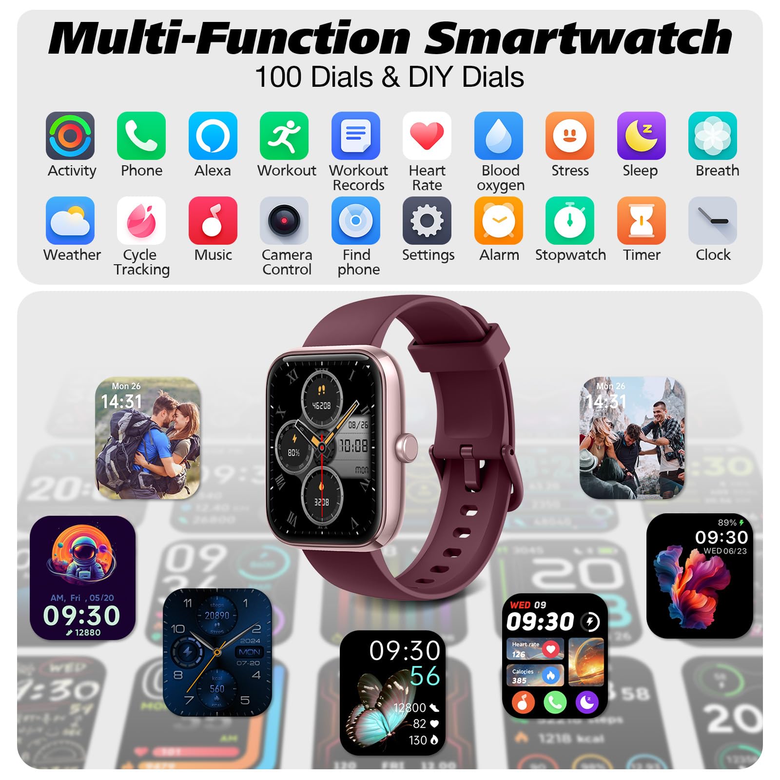 Smart Watch for Men Women with Bluetooth Call, Alexa Built-in, Heart Rate & Sleep Monitor, 1.83