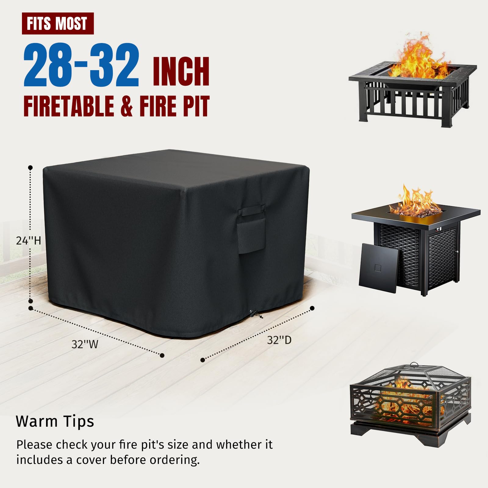 SHINESTAR Fire Pit Cover Square 32