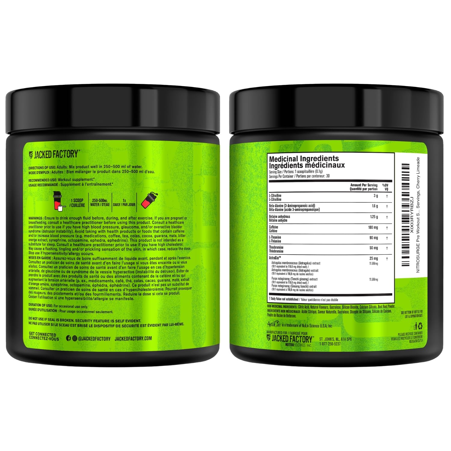 NITROSURGE Pre Workout Supplement - Endless Energy, Instant Strength Gains, Clear Focus, Intense Pumps - Nitric Oxide Booster & Preworkout Powder with Beta Alanine - 30 Servings, Cherry Limeade 🍁 All In One Marketplace Canada