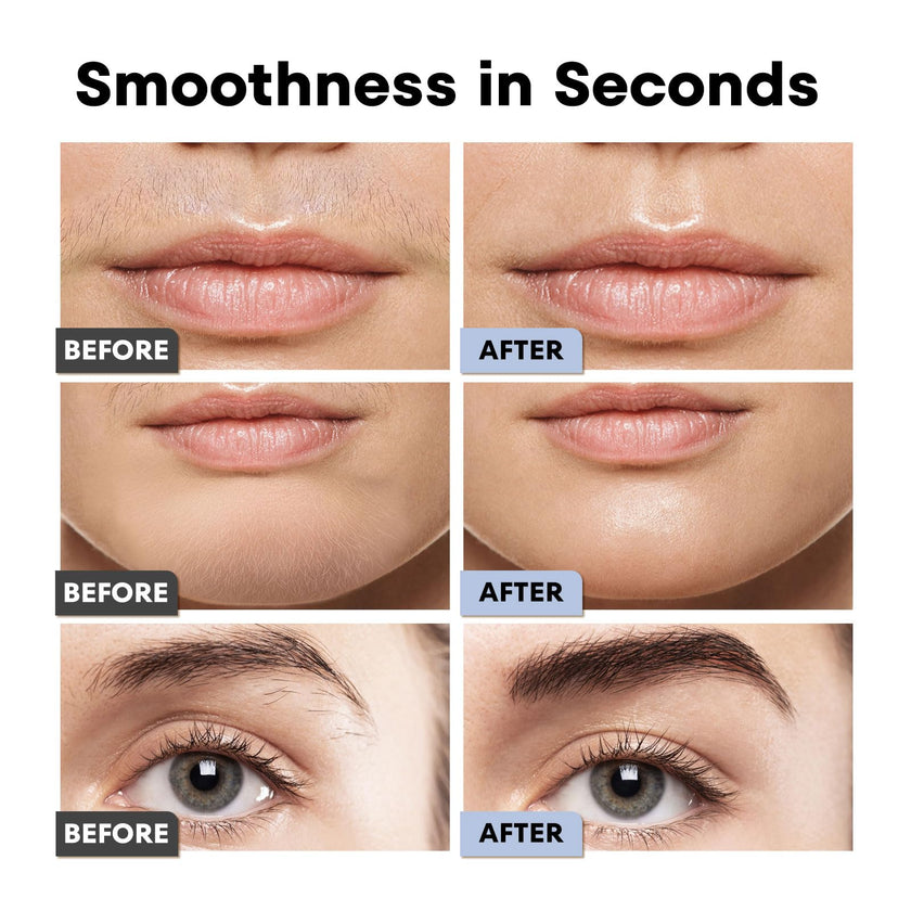 VG VOGCREST Eyebrow Facial Trimmer: 2 in1 Rechargeable Facial Hair Removal and Eyebrow Shaver - Face Lips Body Painless Facial Razor with Built-in LED Light (Sky Blue) 🍁 All In One Marketplace Canada