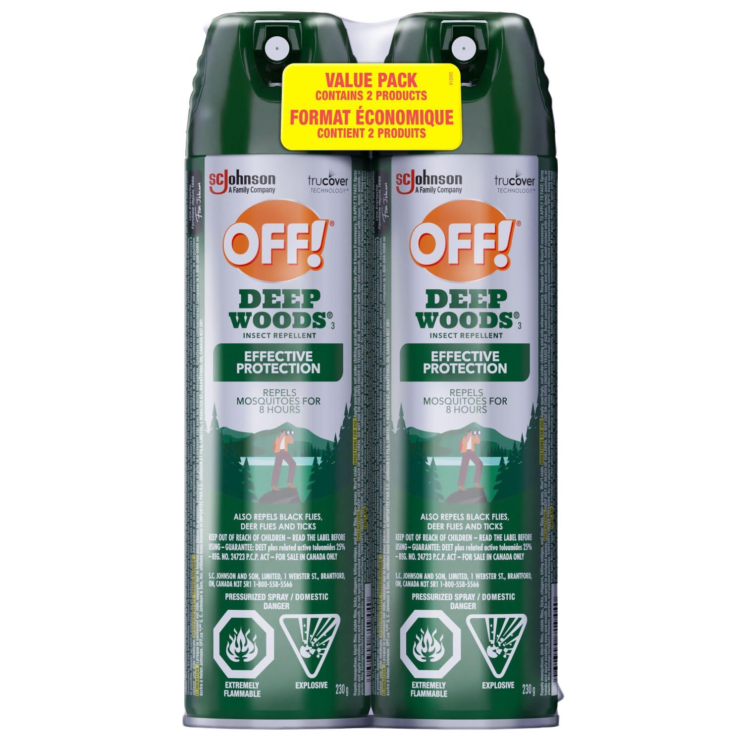 OFF! Deep Woods Mosquito Repellent Spray, 25% DEET Insect Spray, 8 Hours Bug Protection, Bug Repellent Camping Hiking Hunting, 360° Continuous Spray, Safe for Clothing & Skin, 2-Pack, 230g 🍁 All In One Marketplace Canada