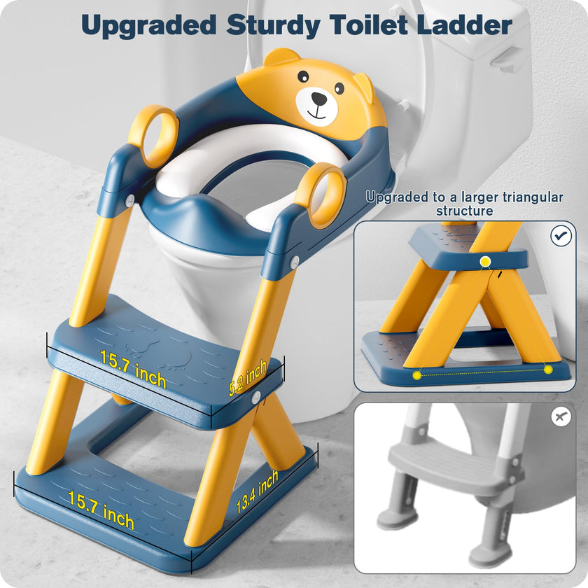 Rabb 1st Potty Training Seat, Upgrade Toddler Toilet Seat for Kids Boys Girls, 2 in 1 Potty Training Toilet for Kids, Splash Guard Anti-Slip Pad Step Stool(Blueyellow) 🍁 All In One Marketplace Canada