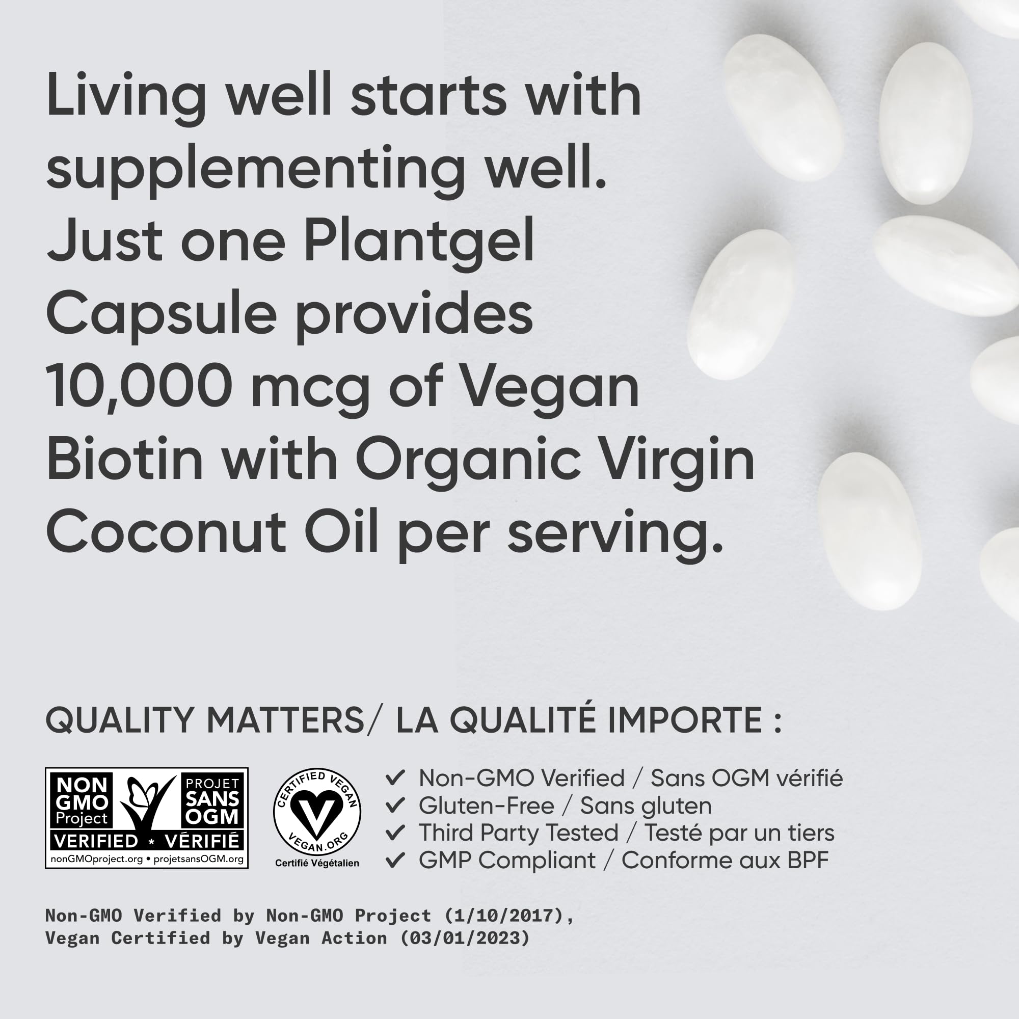 Sports Research® Max Strength Vegan Biotin 10,000mcg with Organic Coconut Oil - Helps to Maintain Healthy Hair, Nails and Skin - Great for Women & Men - 120 Veggie Softgels 🍁 All In One Marketplace Canada
