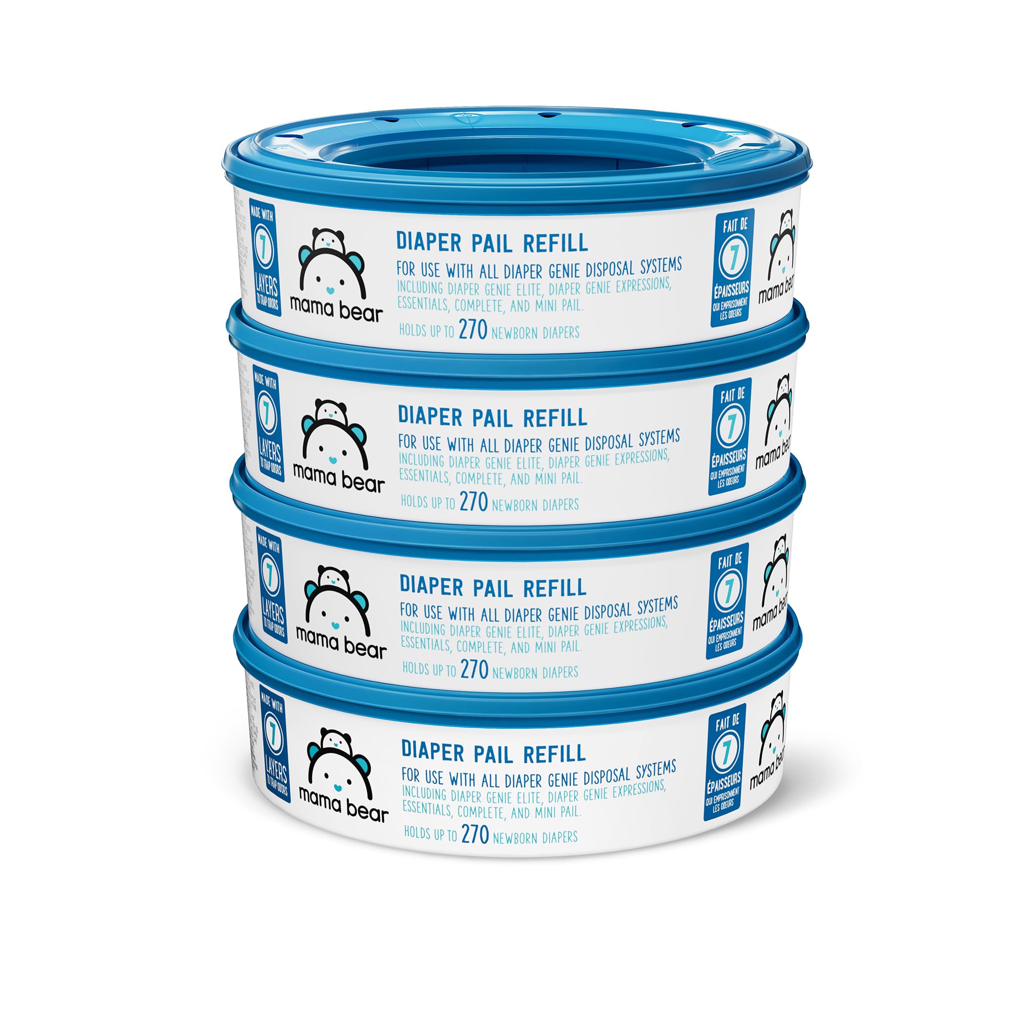 Mama Bear Diaper Pail Refills for Diaper Genie Pails, 270 Count (Pack of 4) 🍁 All In One Marketplace Canada