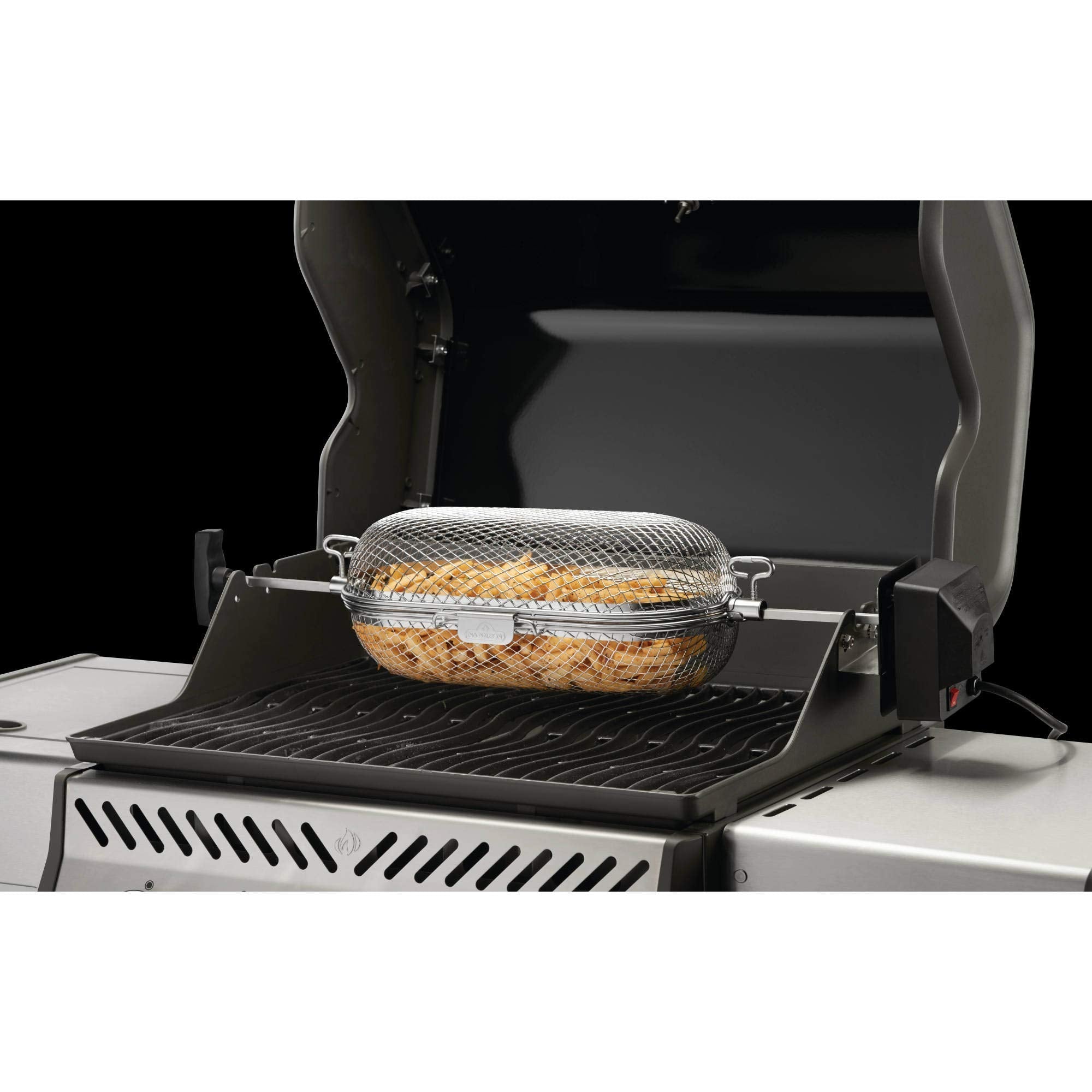 Napoleon Rotisserie Grill Basket Accessory in Stainless Steel - 64000 - Fits All Standard Spit Rods, Best for Even Cooking of Wings, Fries and Roasted Veggies 🍁 All In One Marketplace Canada
